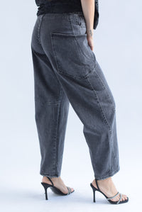Fashion Styled Jeans barrel cargo Denim Negro