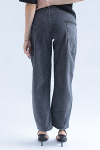 Fashion Styled Jeans barrel cargo Denim Negro