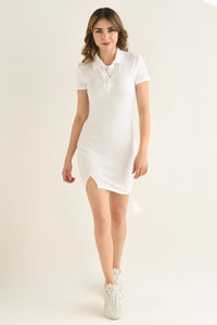 Fashion Styled Vestido polo canalé Blanco