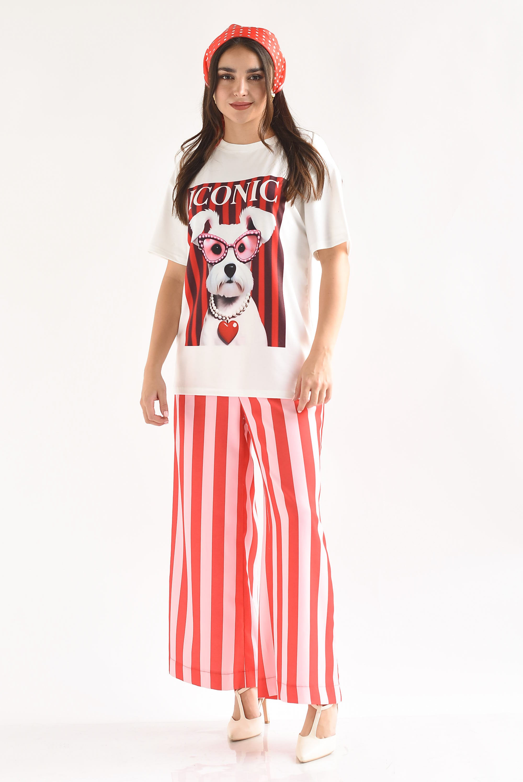T-Shirt perro ICONIC con mascada polka dots