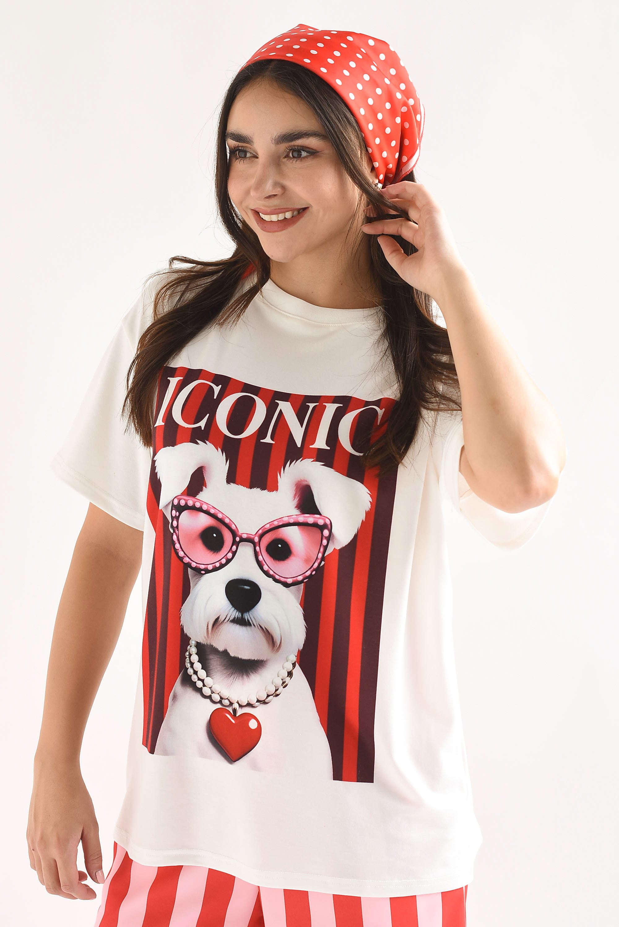 T-Shirt perro ICONIC con mascada polka dots