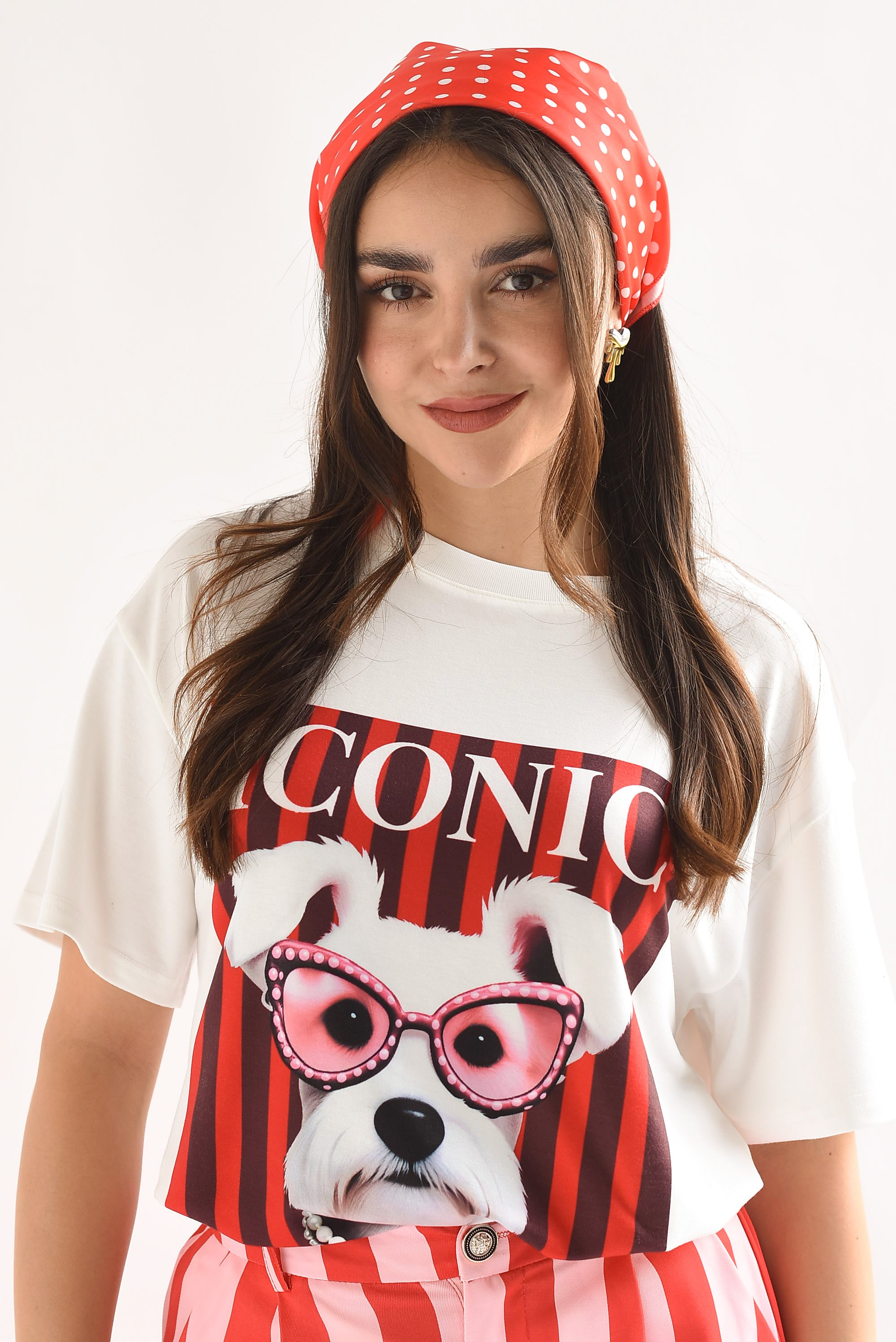 T-Shirt perro ICONIC con mascada polka dots