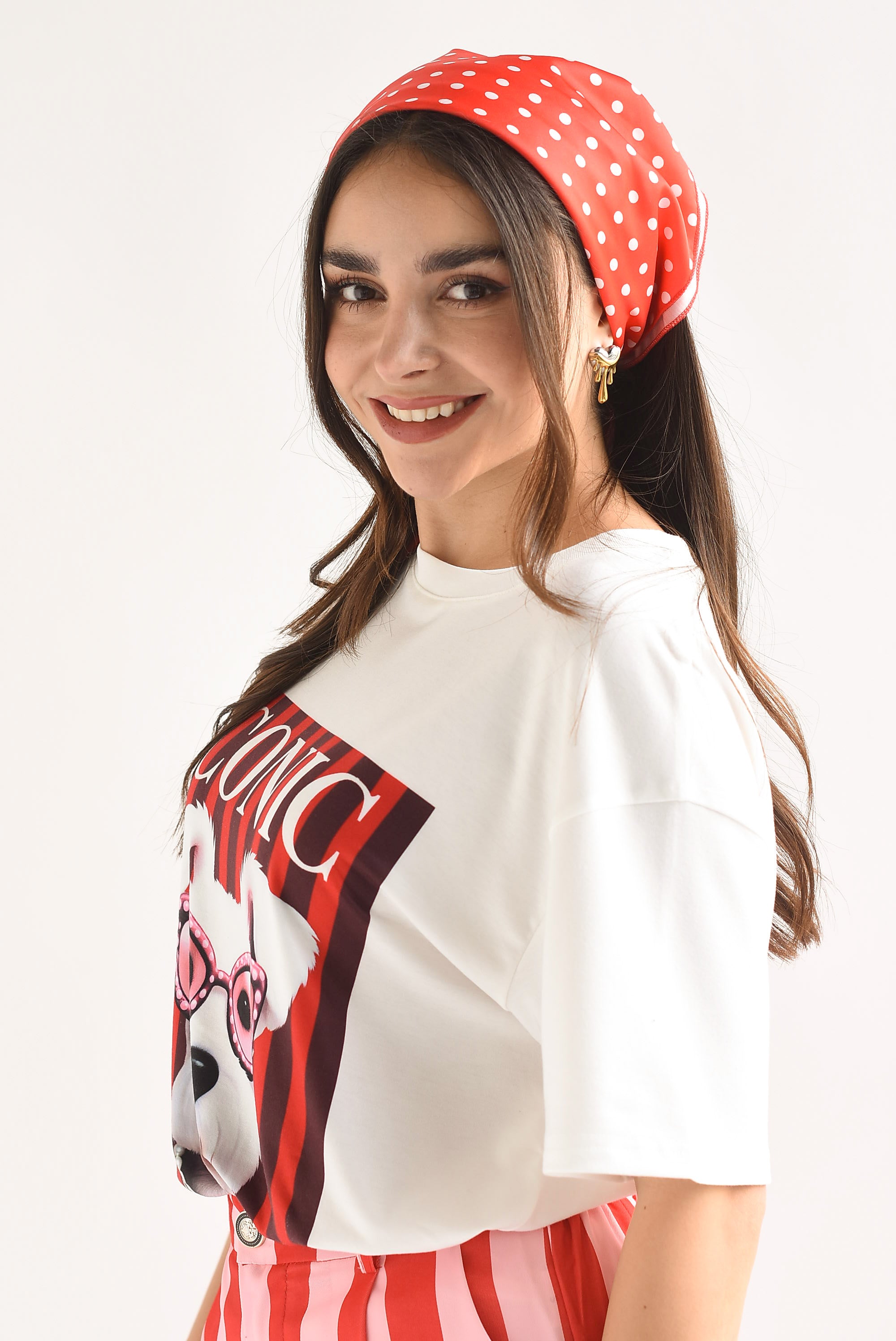 T-Shirt perro ICONIC con mascada polka dots