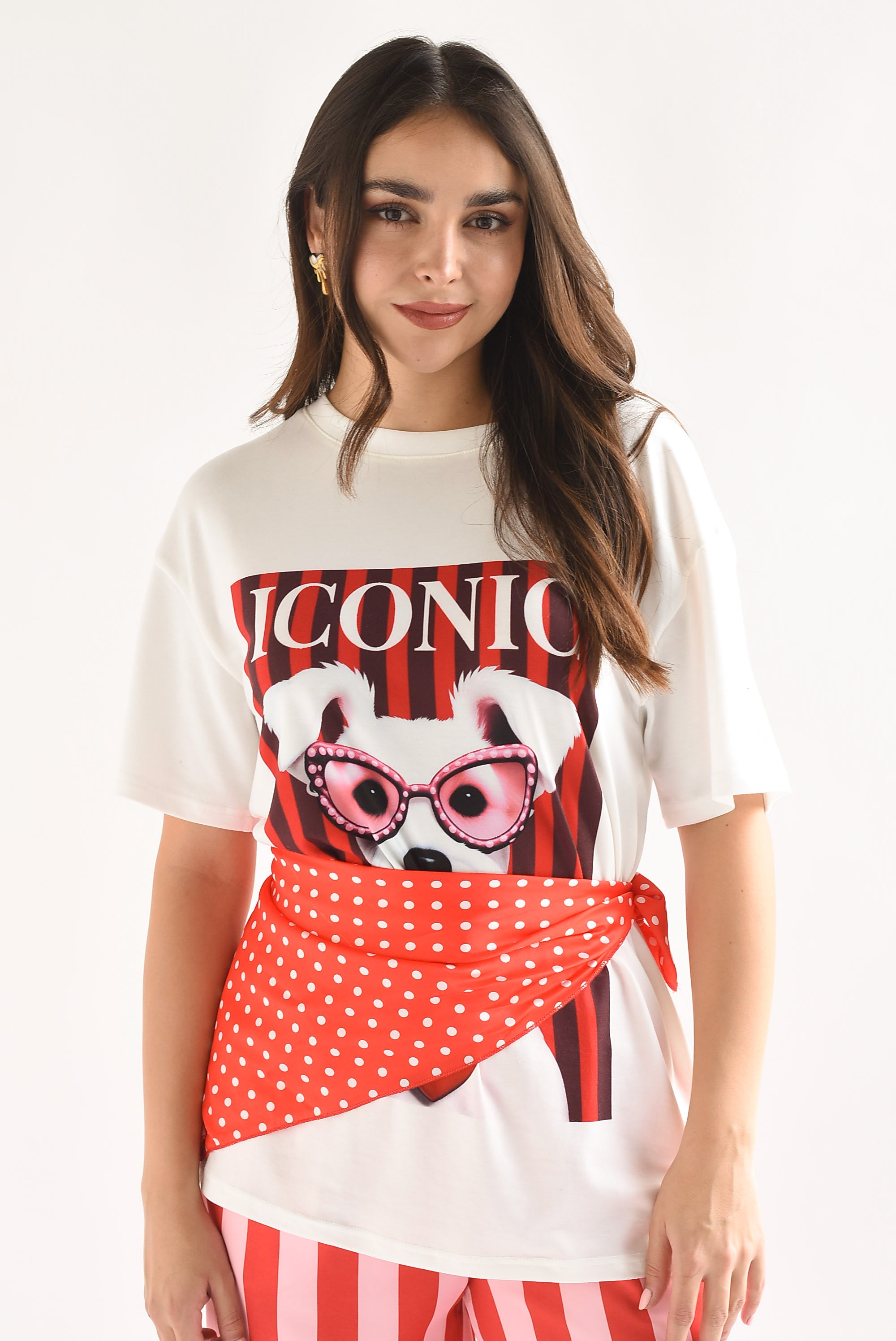 T-Shirt perro ICONIC con mascada polka dots