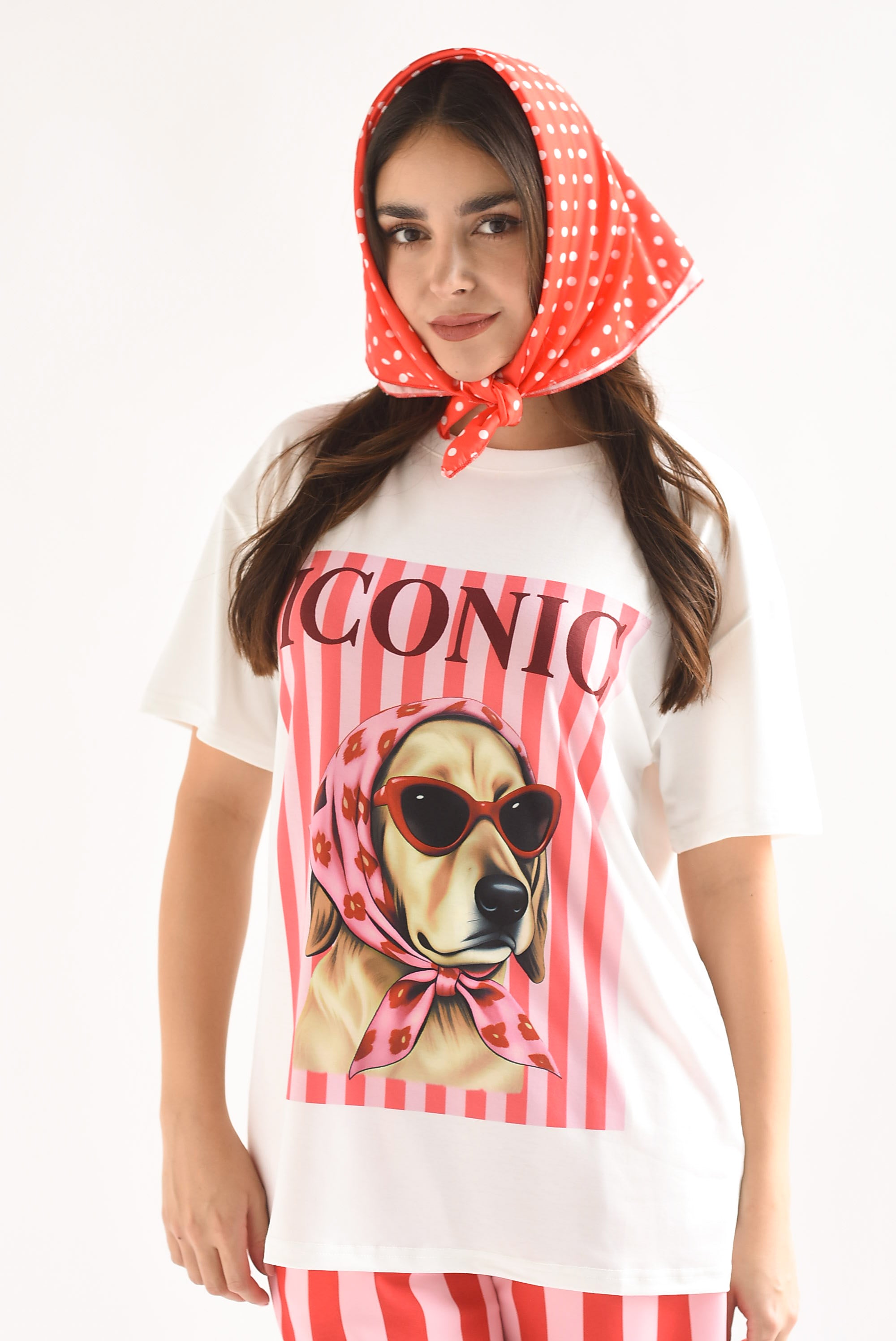 T-Shirt perro ICONIC con mascada polka dots