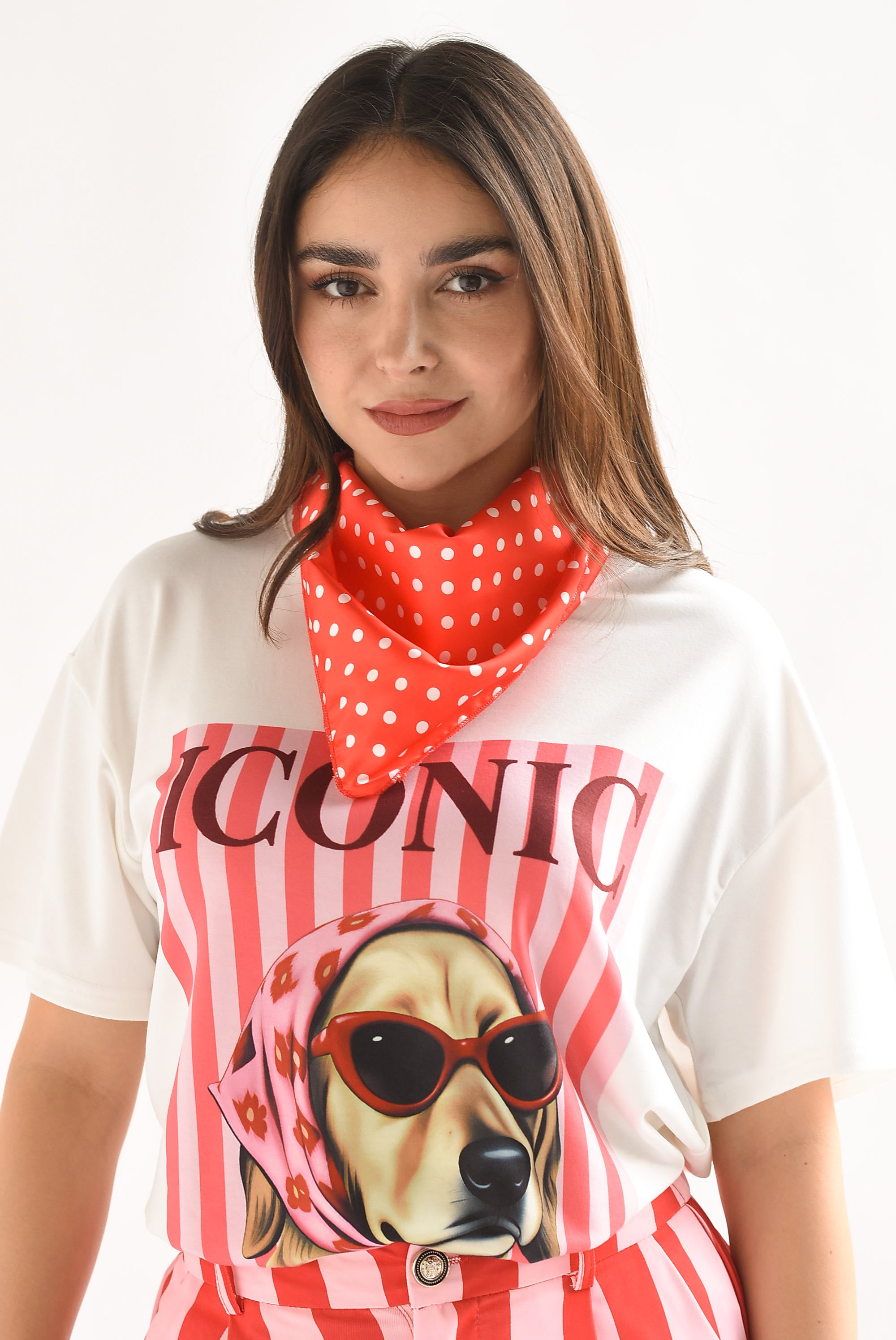 T-Shirt perro ICONIC con mascada polka dots