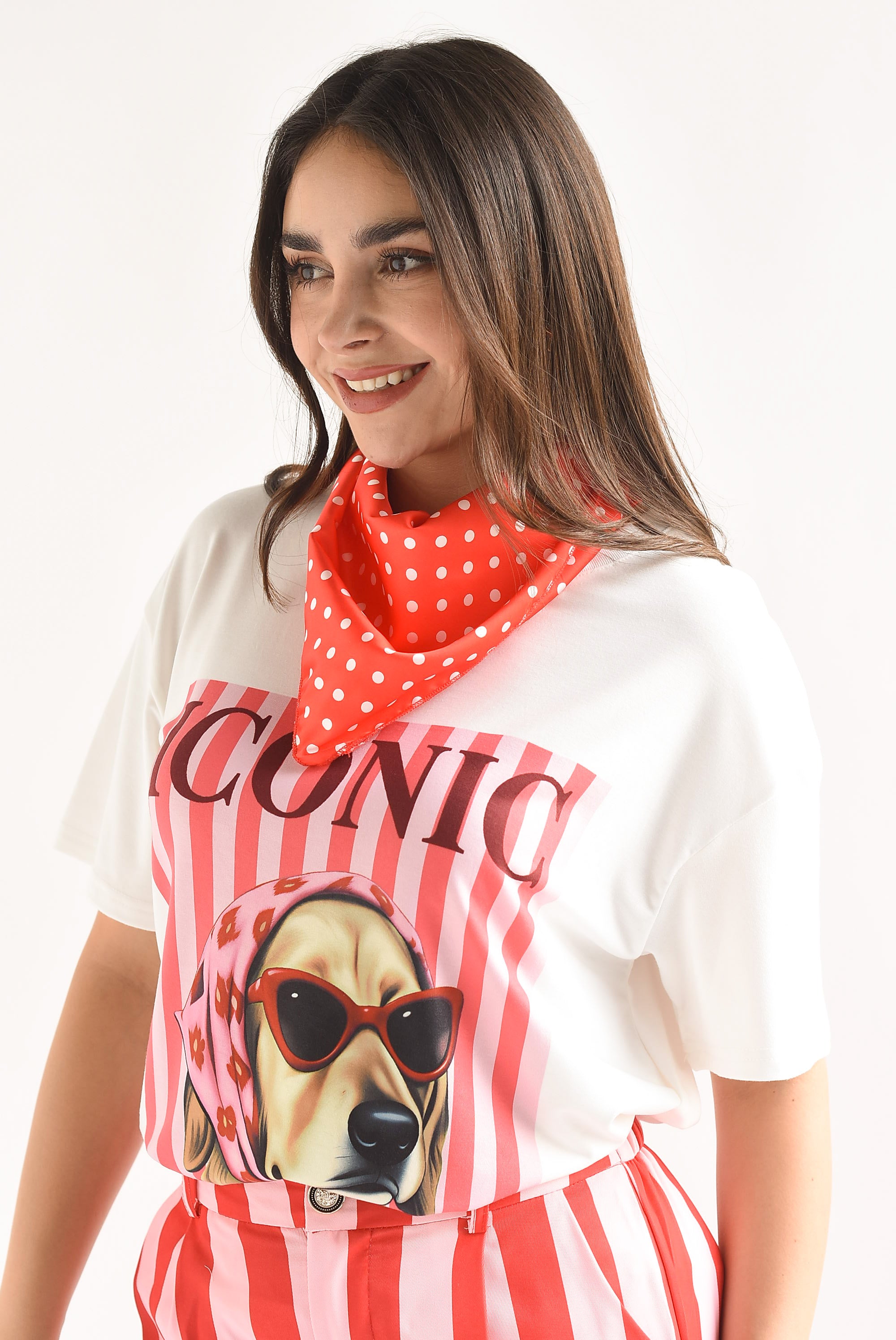 T-Shirt perro ICONIC con mascada polka dots