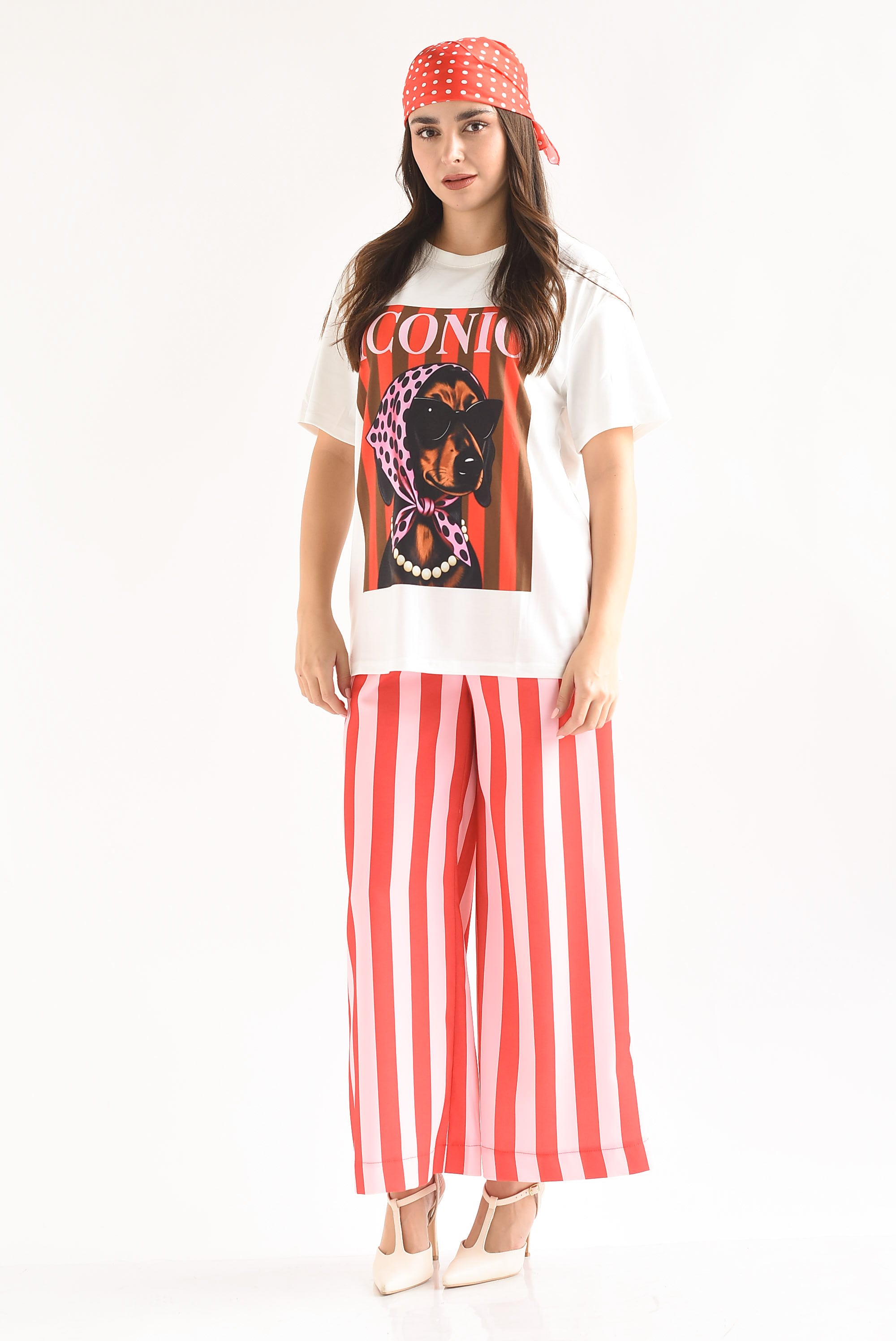 T-Shirt perro ICONIC con mascada polka dots