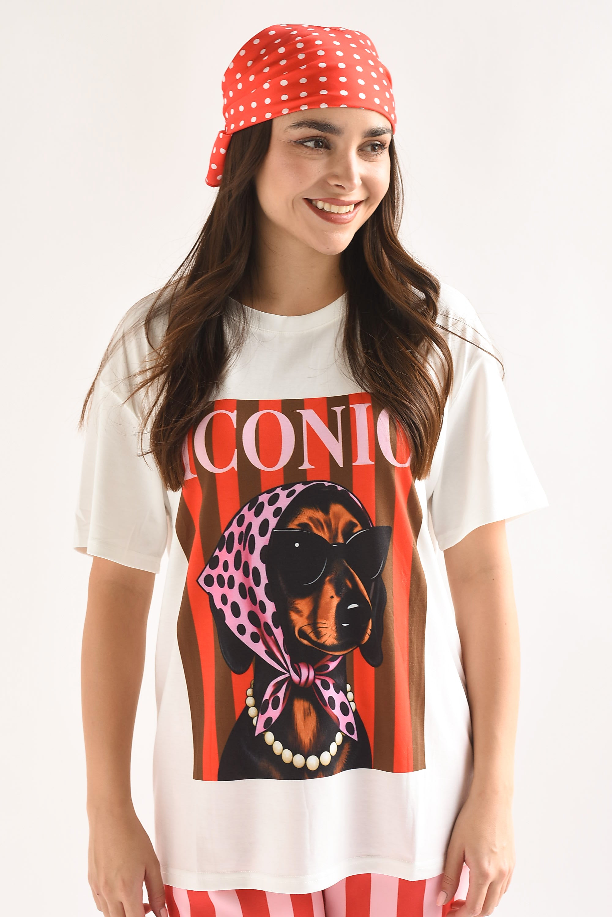 T-Shirt perro ICONIC con mascada polka dots