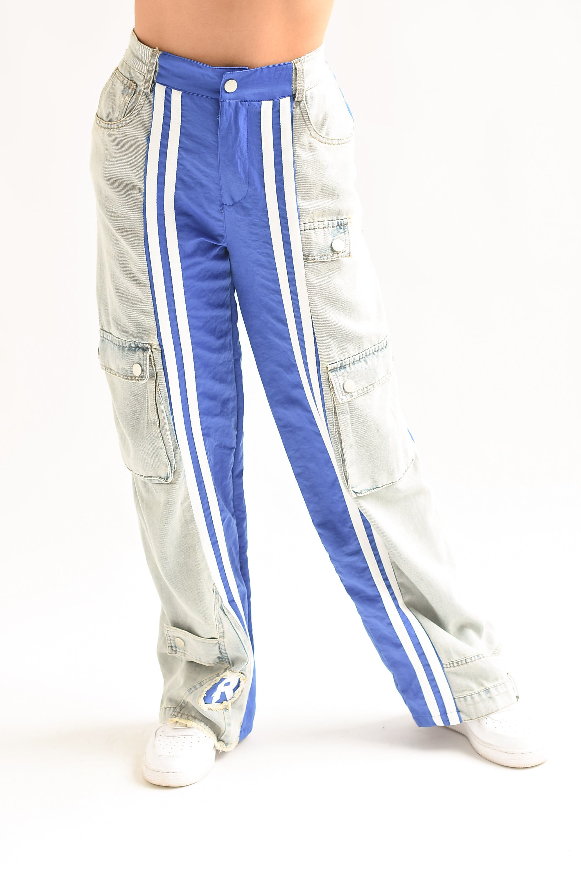 Jeans track cargo parachute Azul