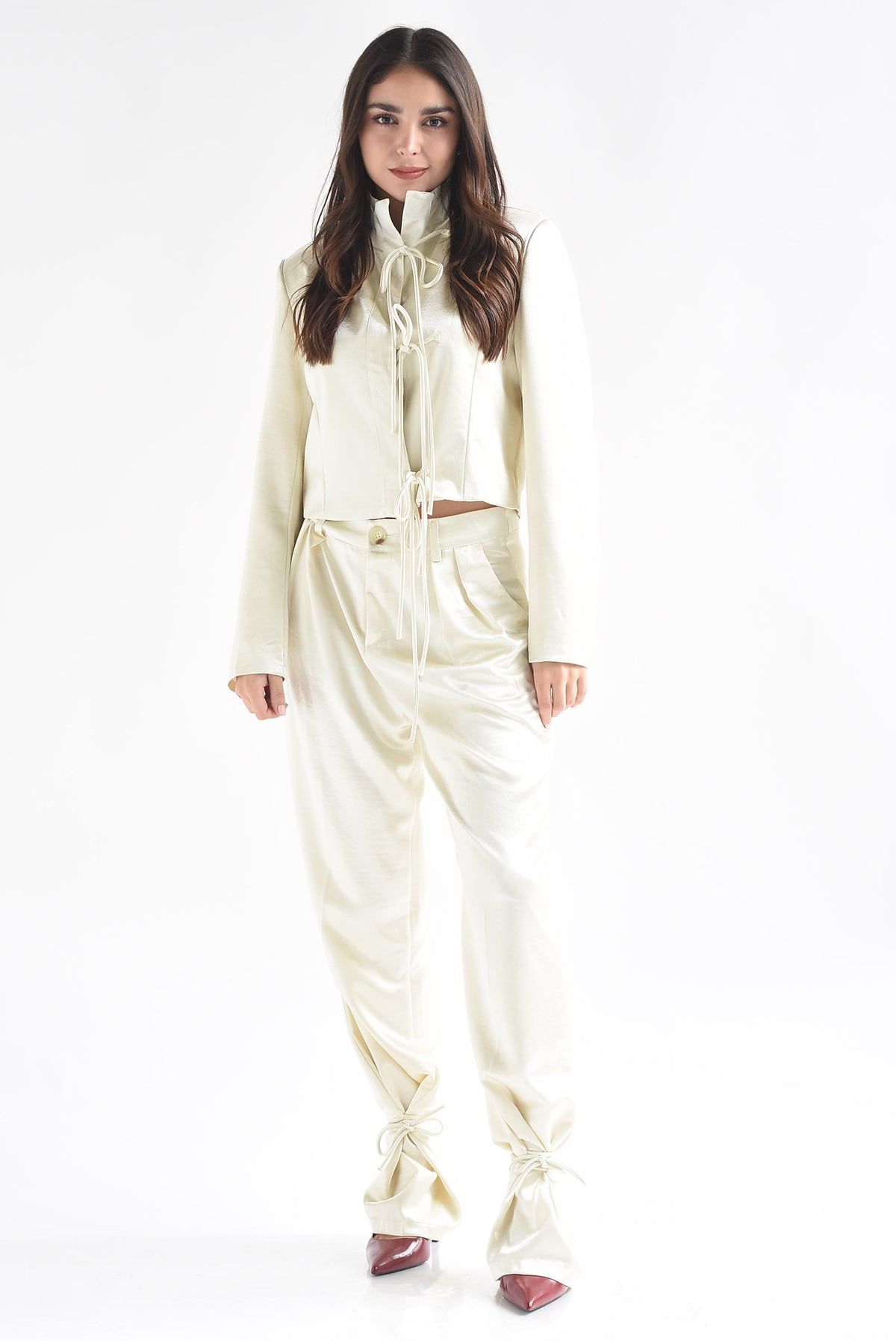 Set Pantalón y Blazer lazos chinese satín