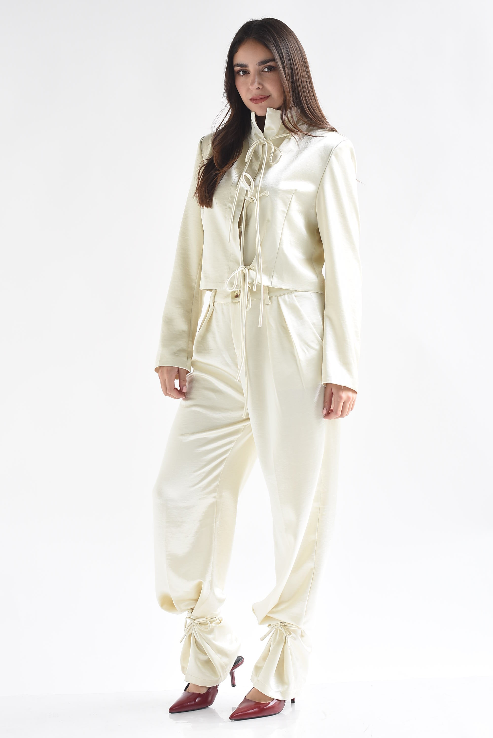 Set Pantalón y Blazer lazos chinese satín