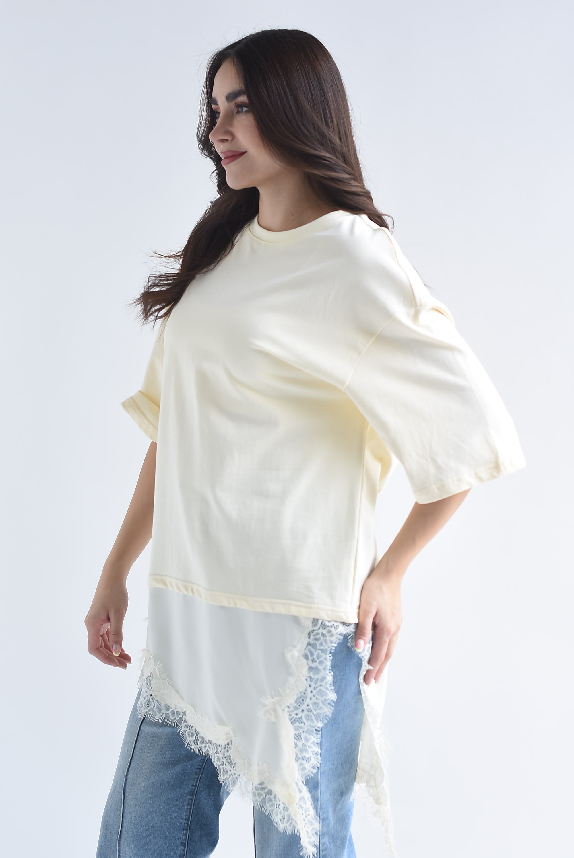 T-Shirt algodón con lencero asimétrico