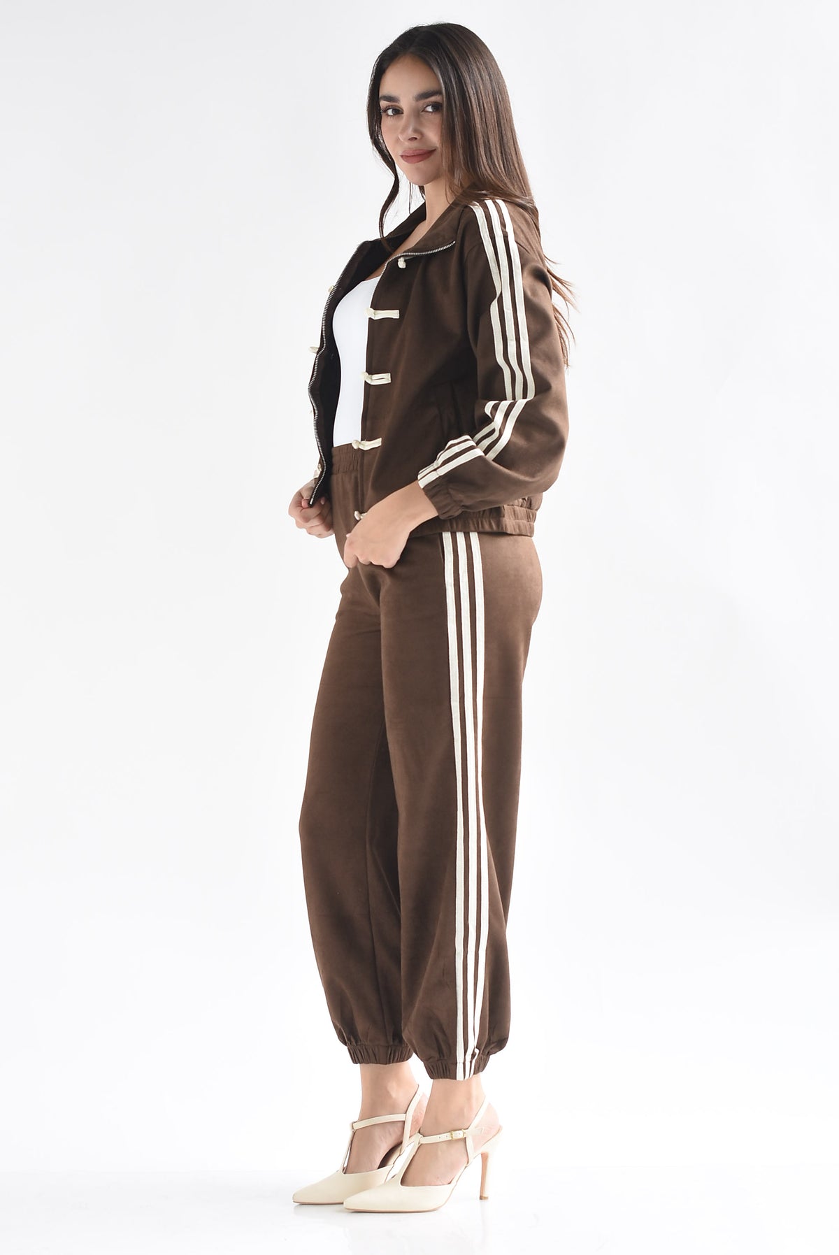 Set Pantalón y Chamarra lazos chinese track suede