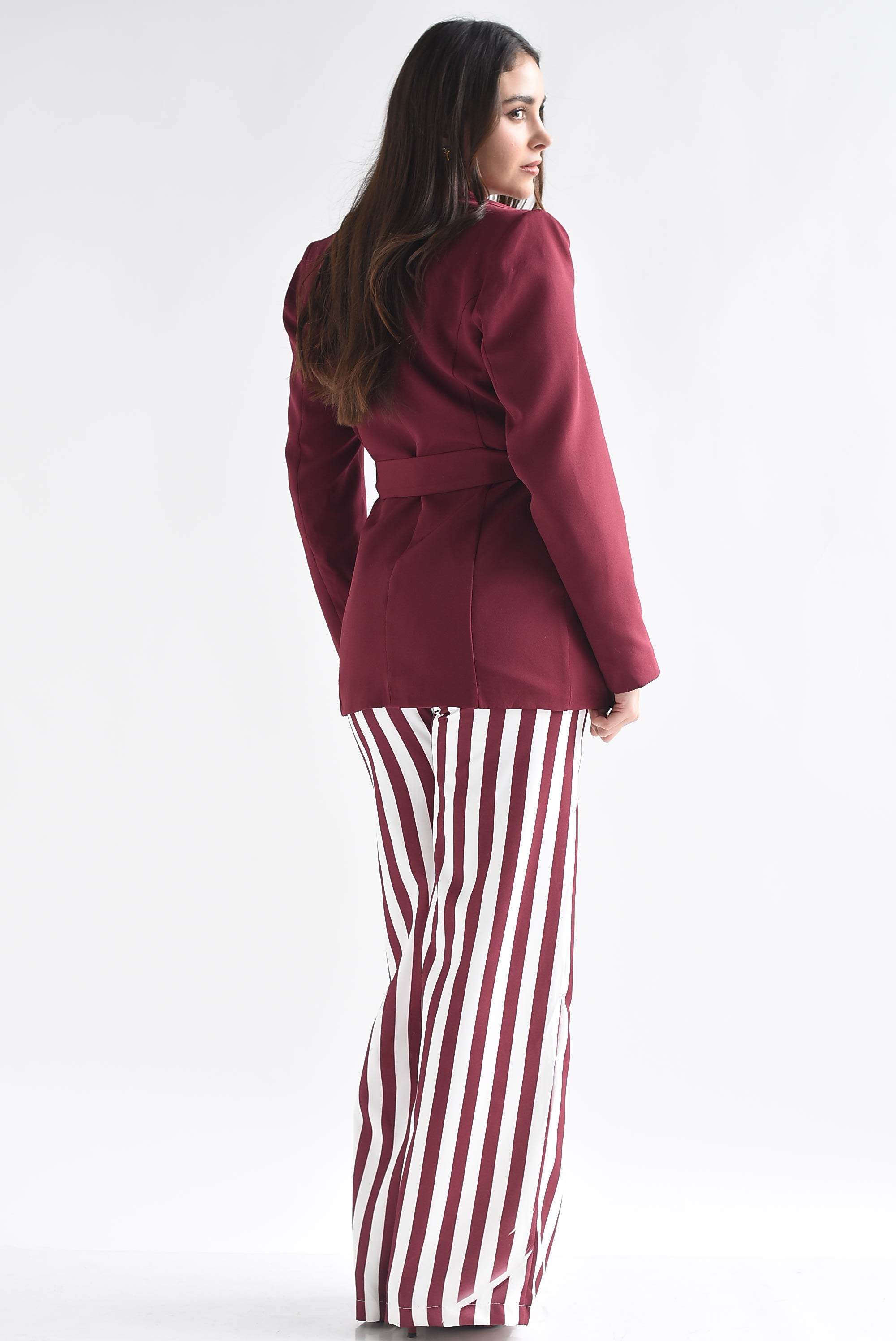 Set Pantalón rayas y Blazer cinta