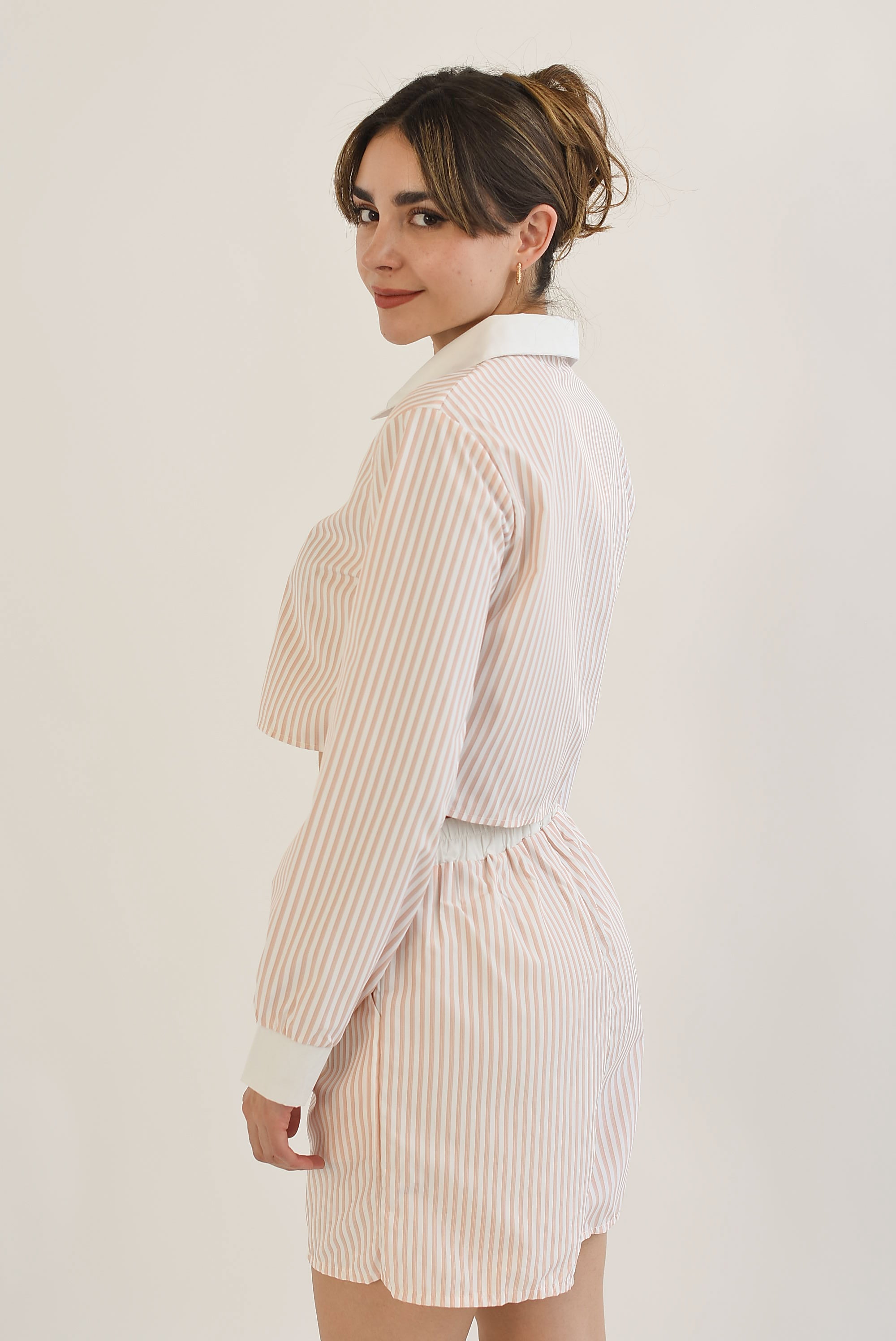 Set Short y Camisa rayas cuello Blush