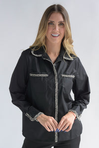 Fashion Styled Camisa filos tweed Negra