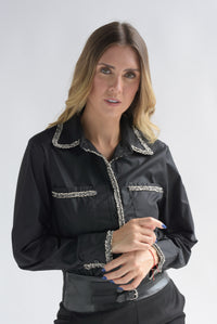 Fashion Styled Camisa filos tweed Negra