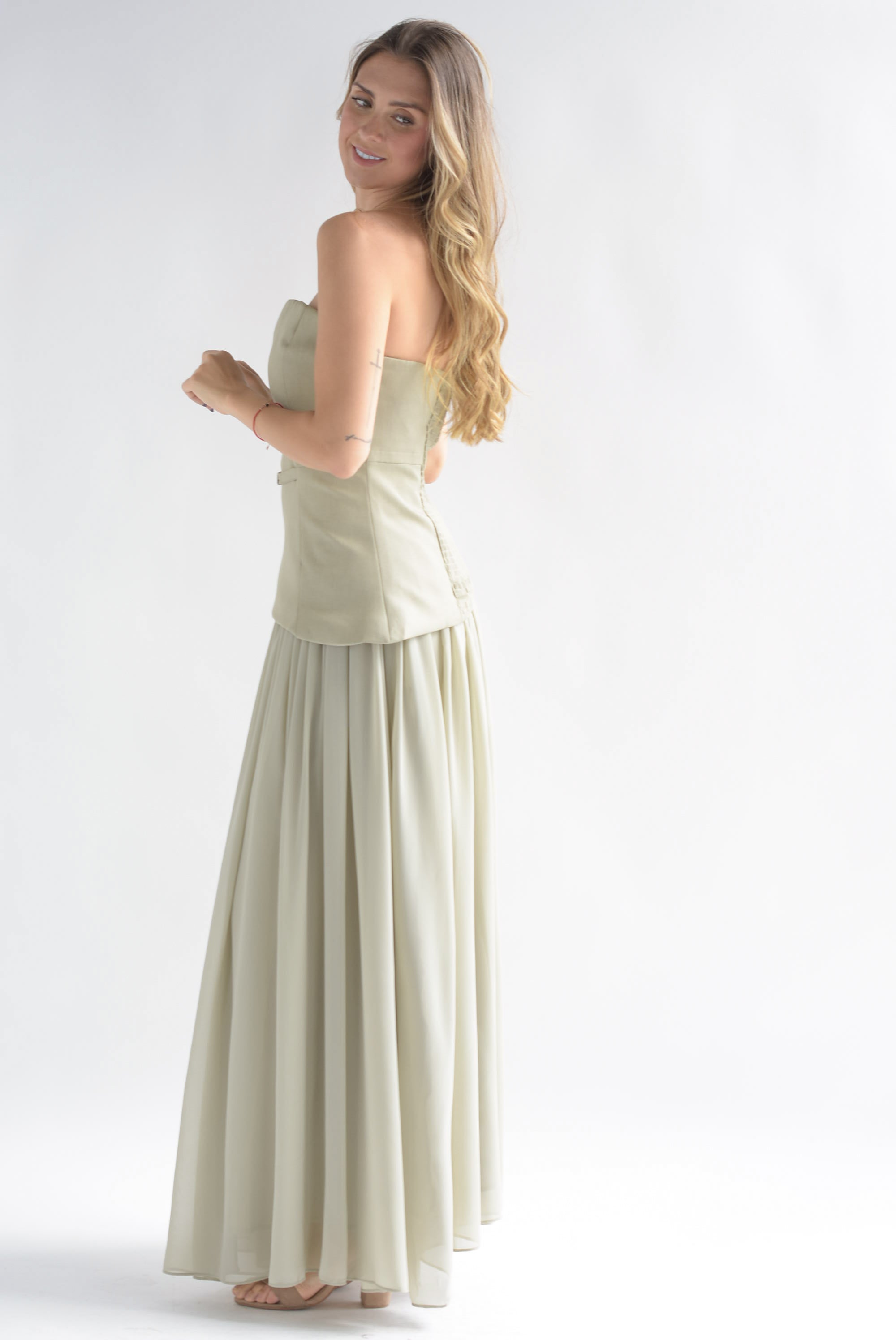 Set Falda larga y Top tubo Verde Sage