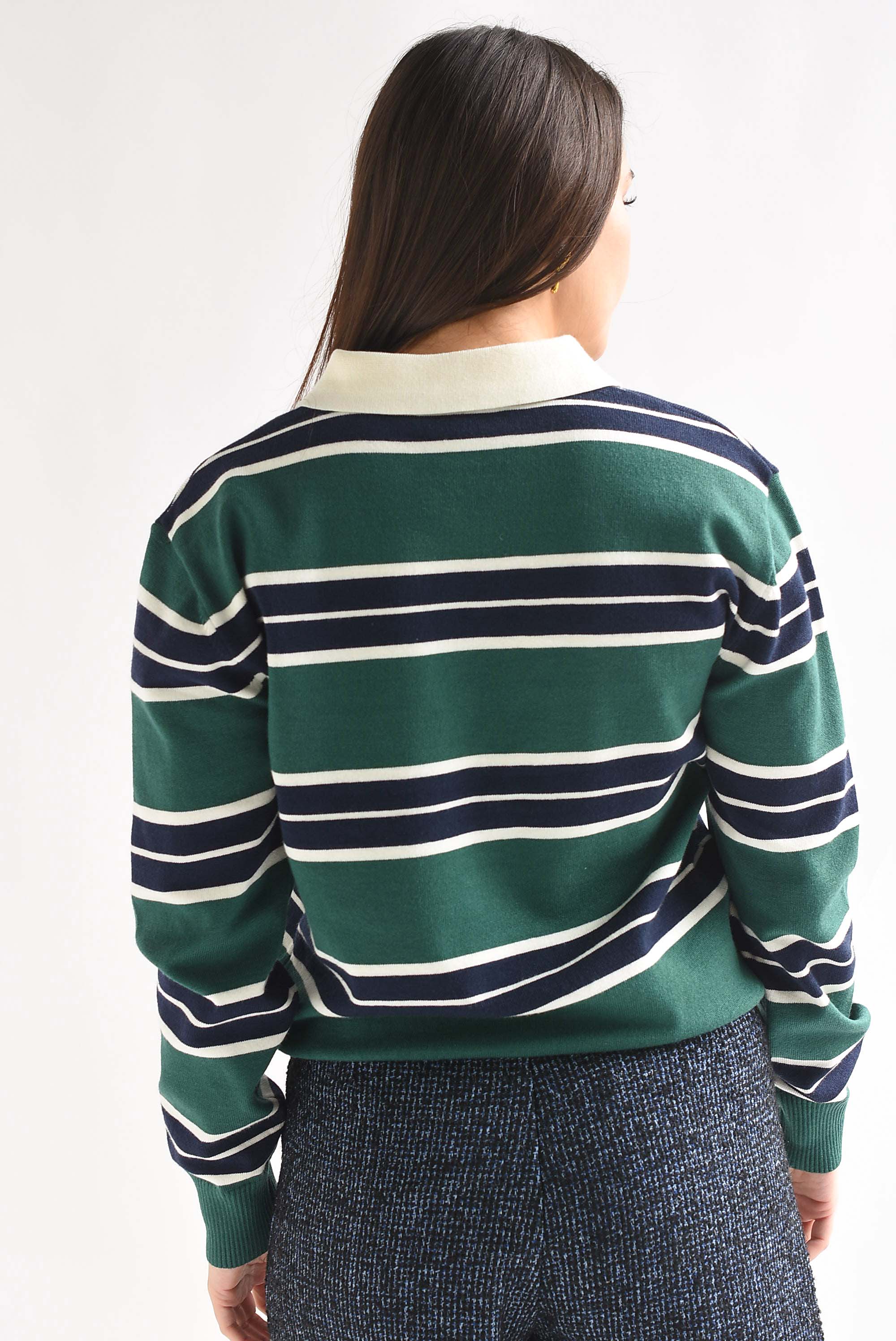 Sweater cuello polo rayas