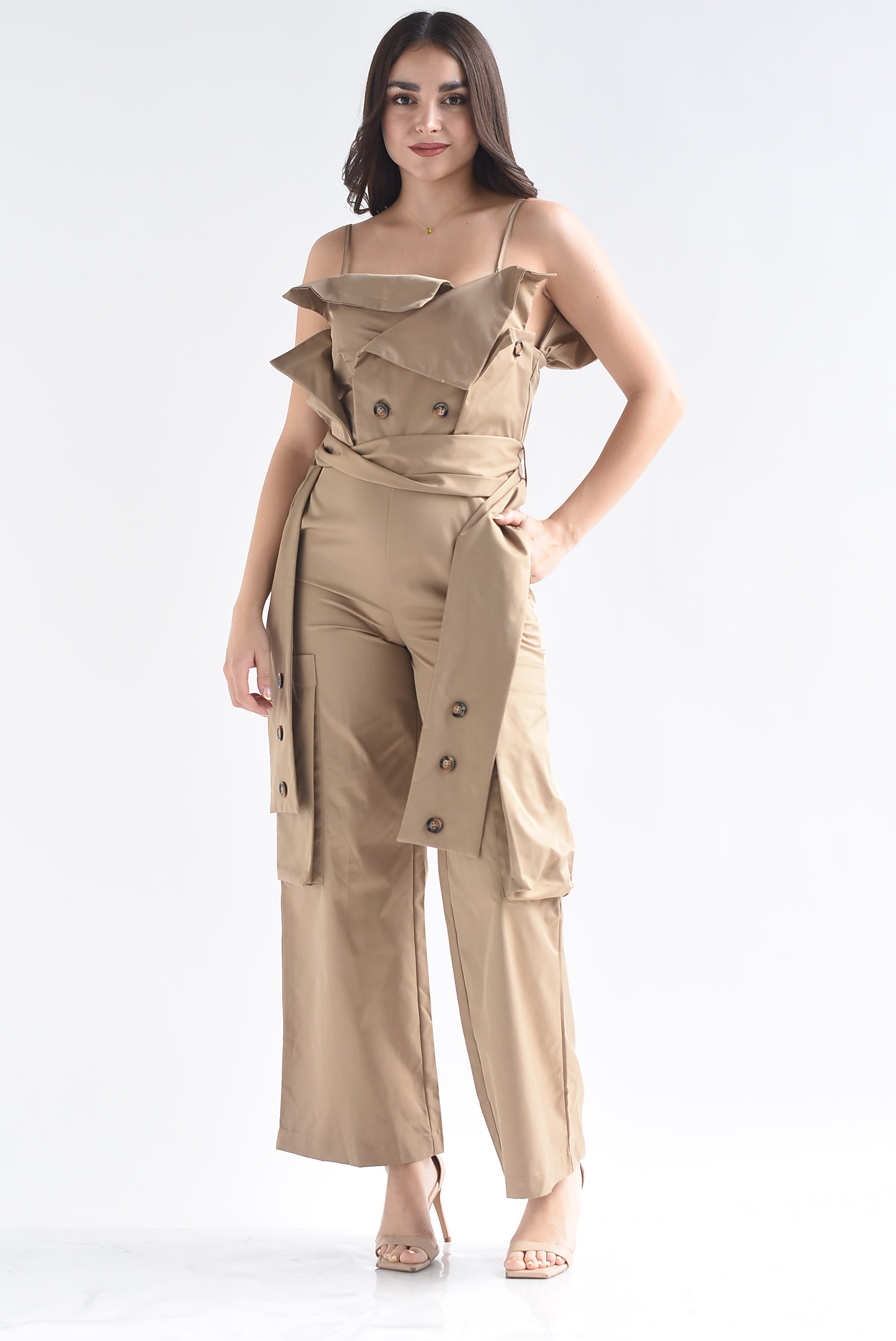 Jumpsuit asimétrico gabardina