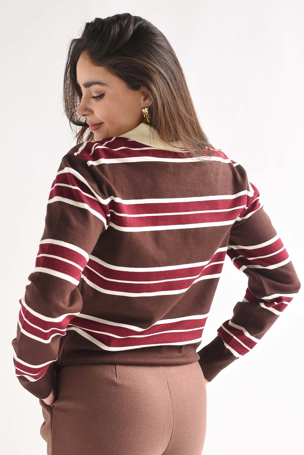 Sweater cuello polo rayas