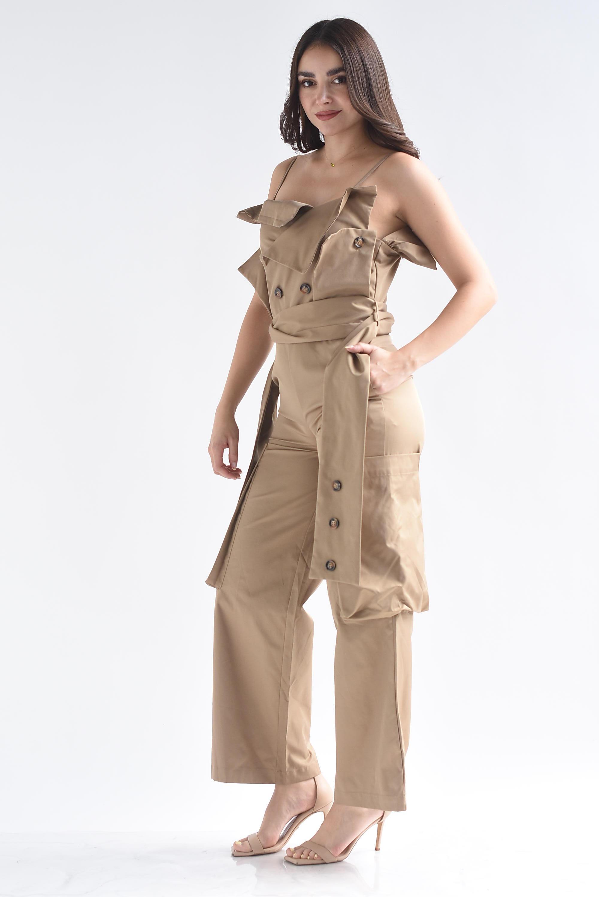 Jumpsuit asimétrico gabardina
