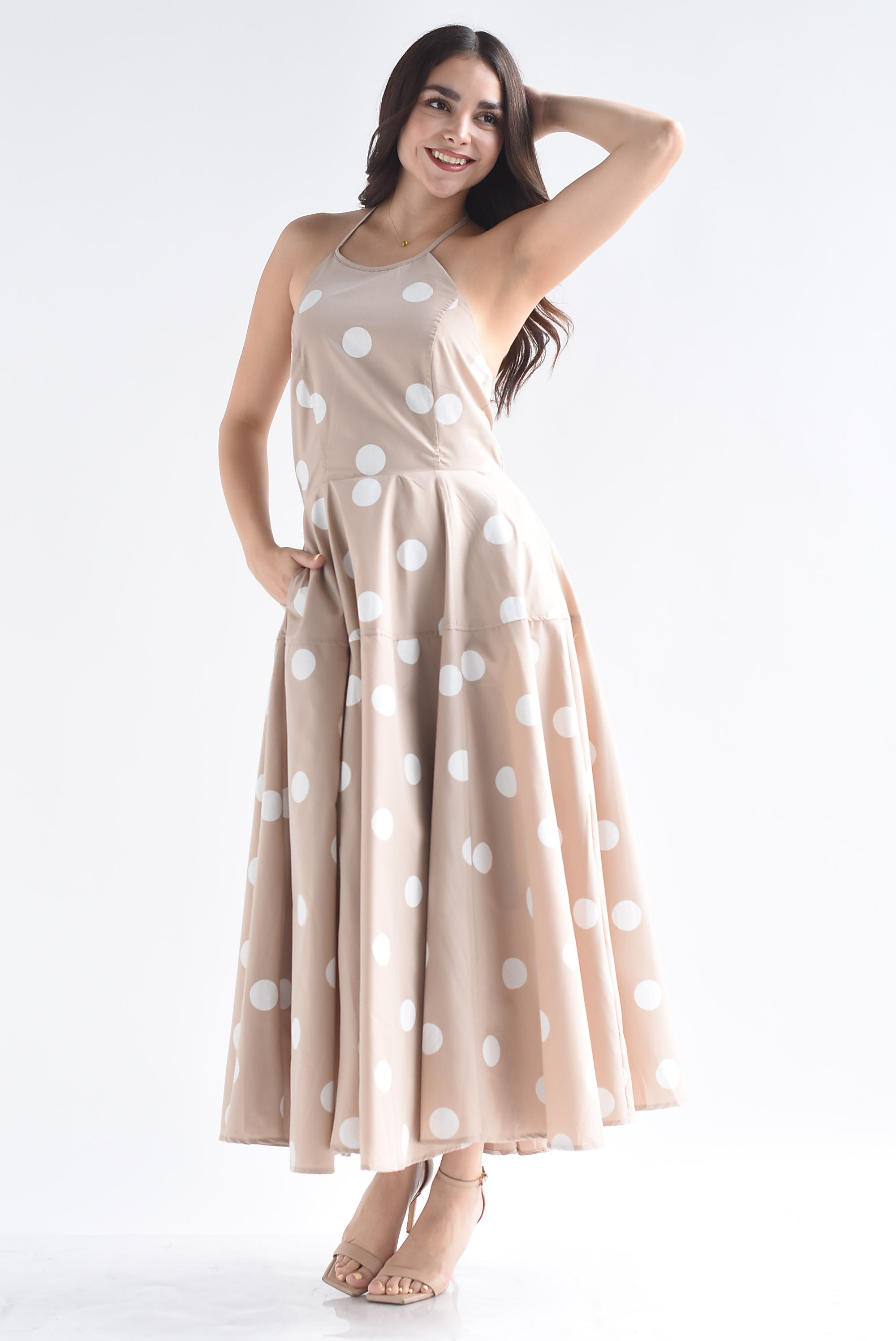 Vestido halter polka dots