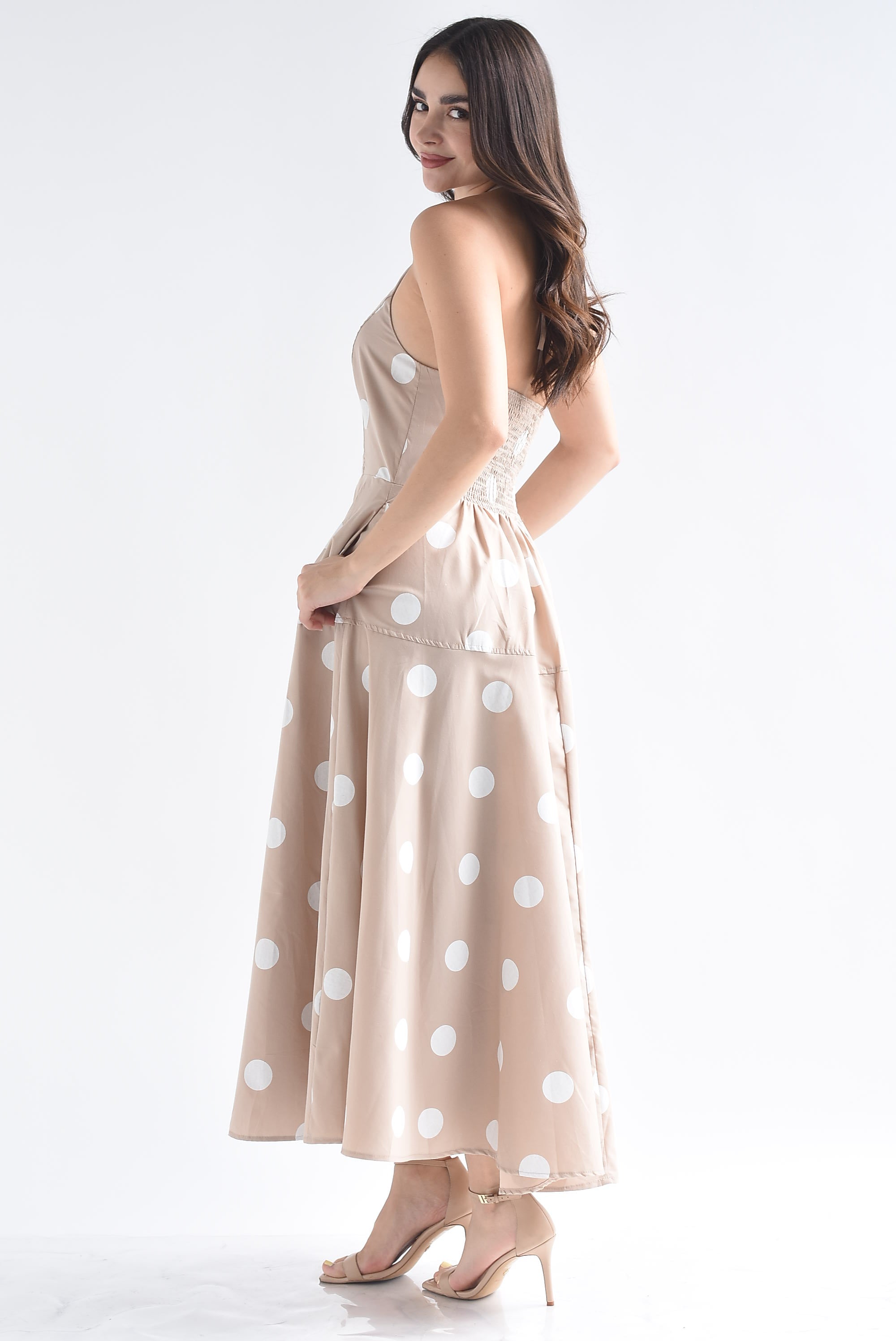 Vestido halter polka dots