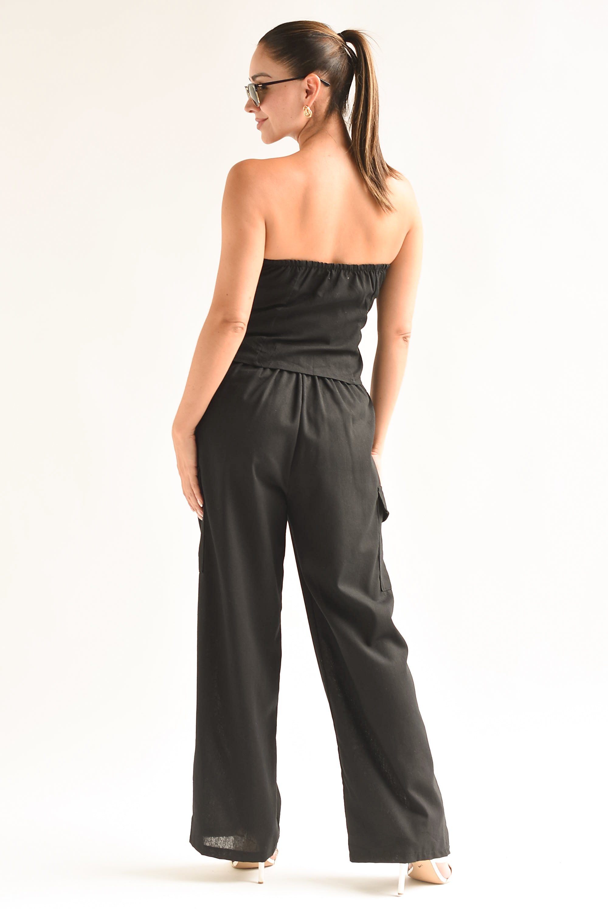 Set Pantalón y Top tubo cargo Negro