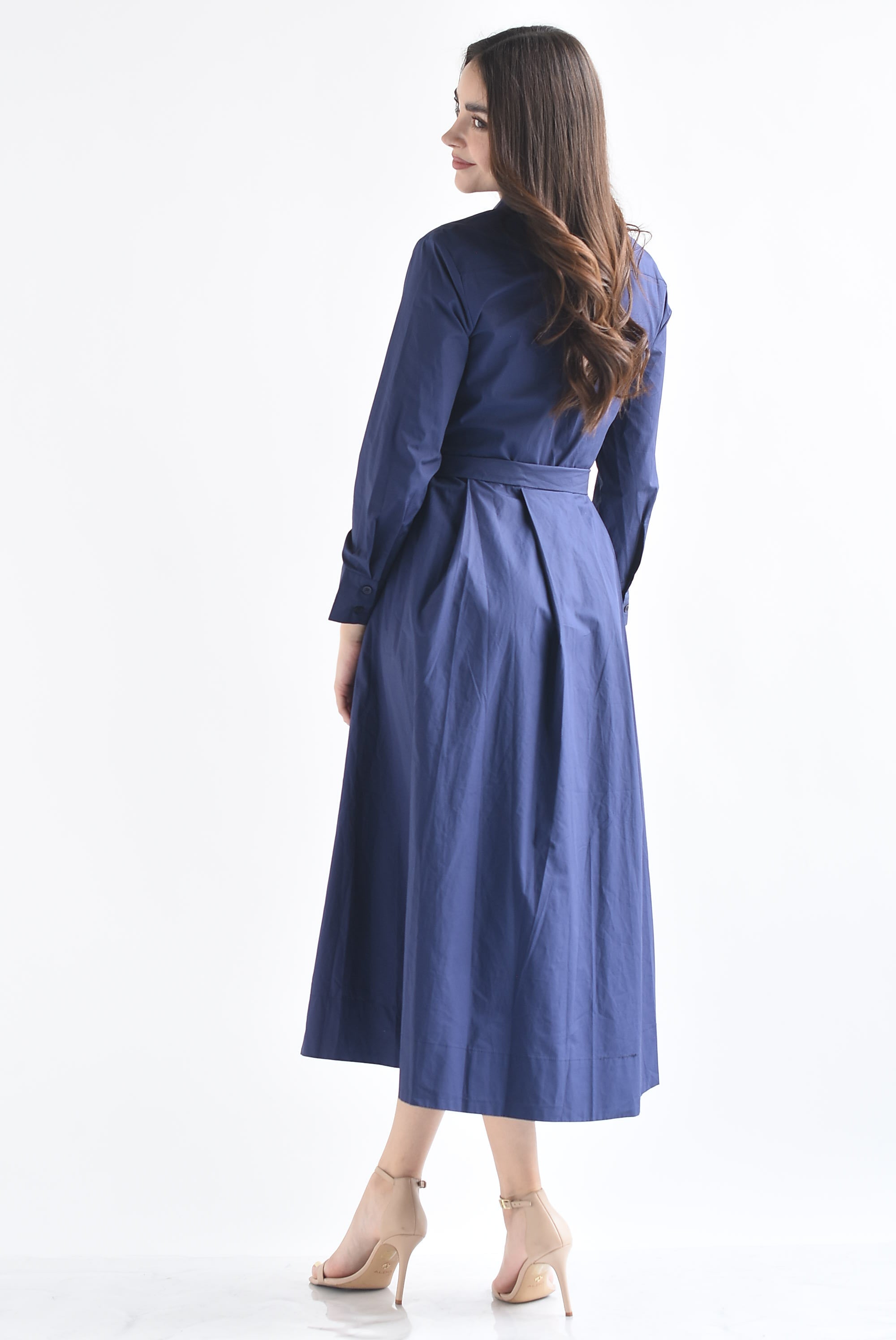 Vestido camisero falda pinzas