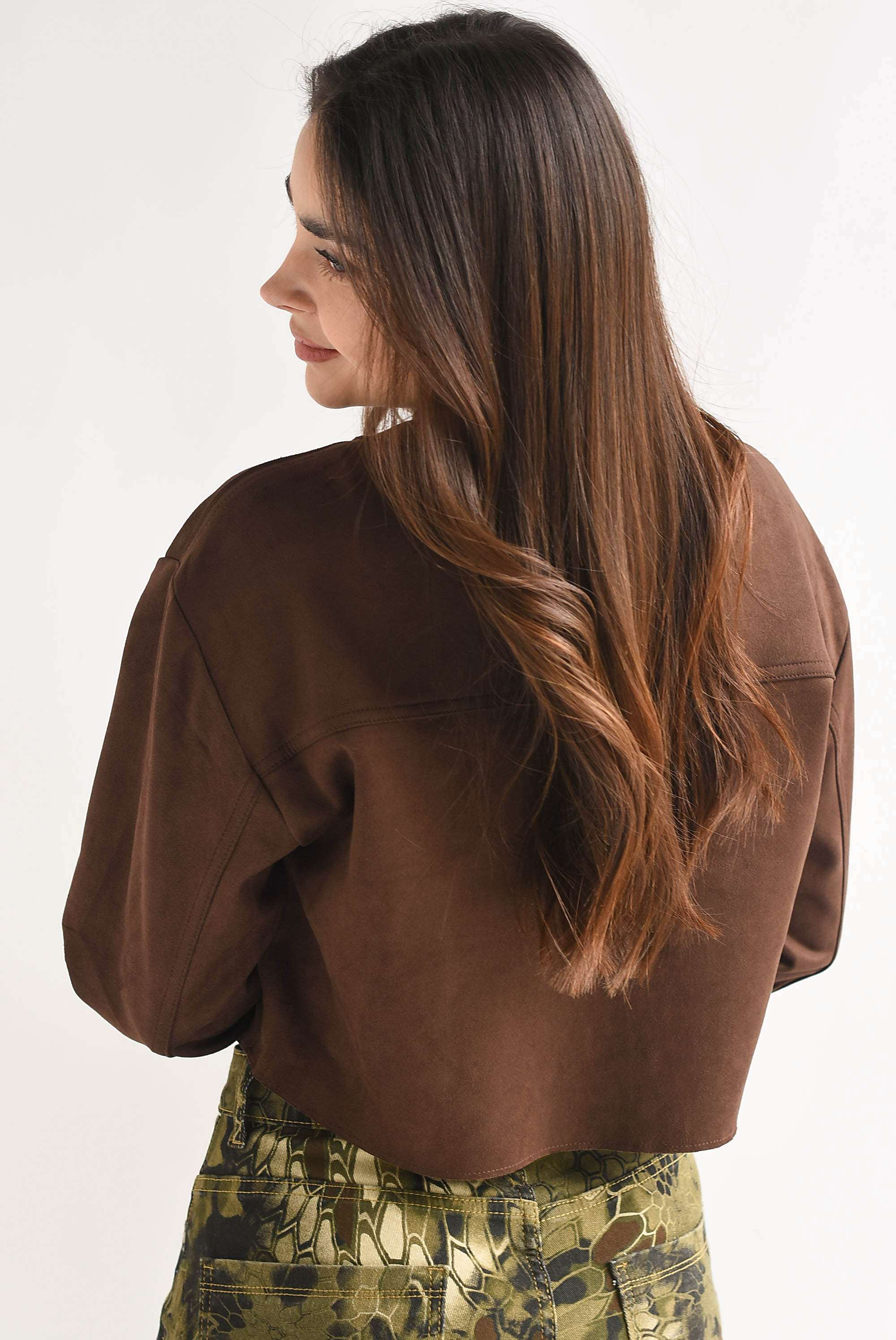Shacket crop suede