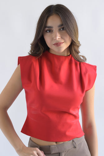 Blusa pinzas hombros Rojo