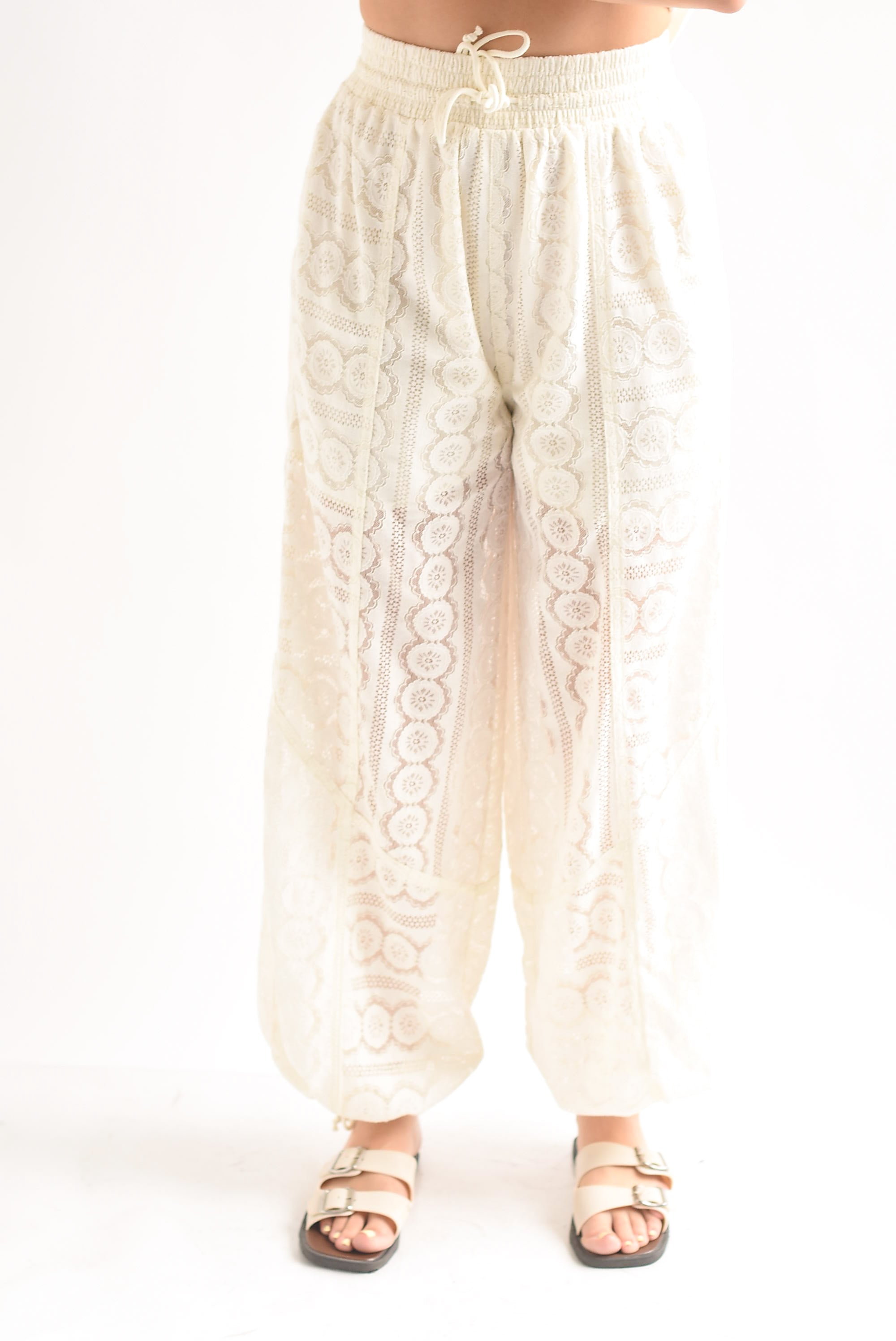 Pantalón globo encaje jareta
