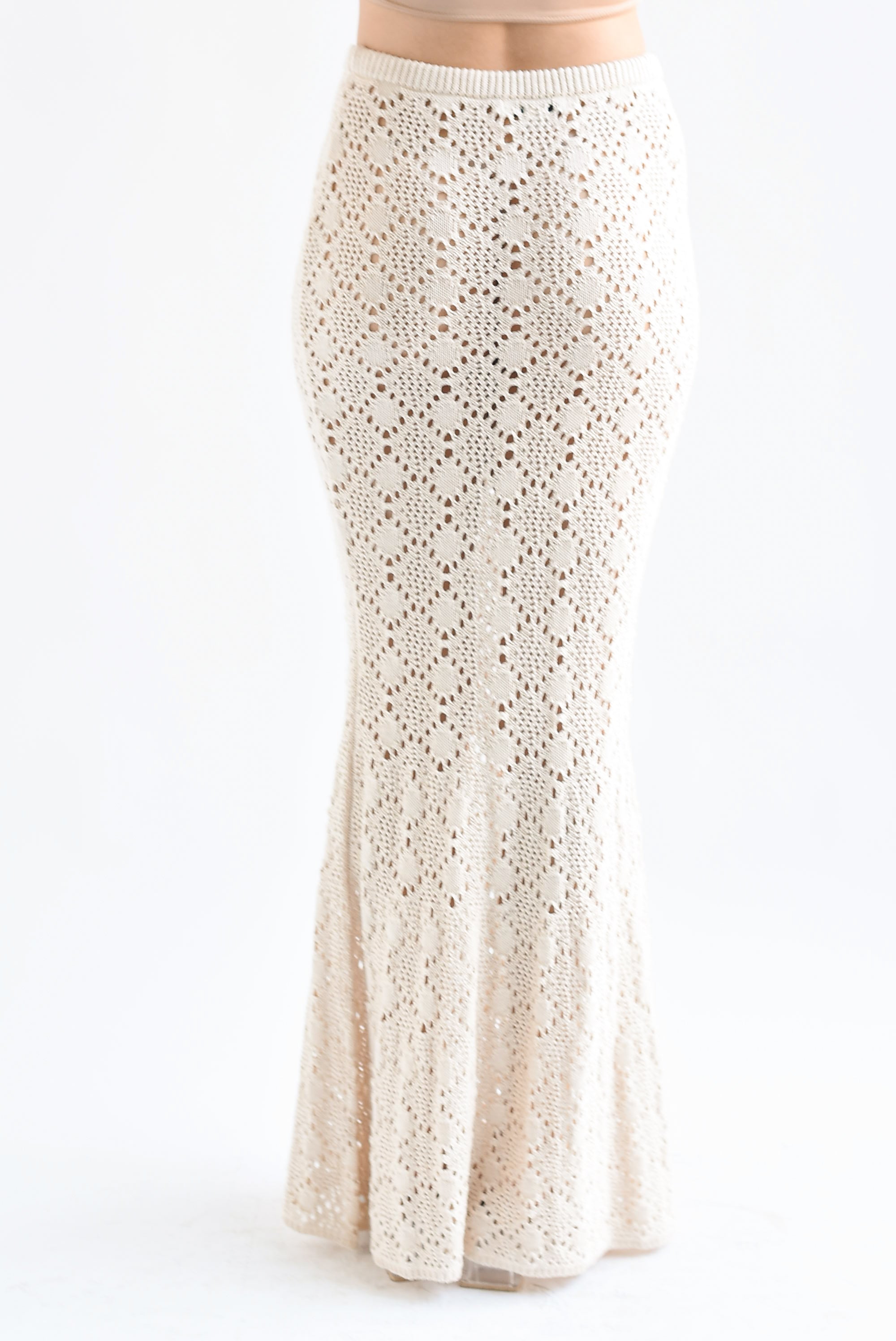 Falda larga sirena crochet Beige