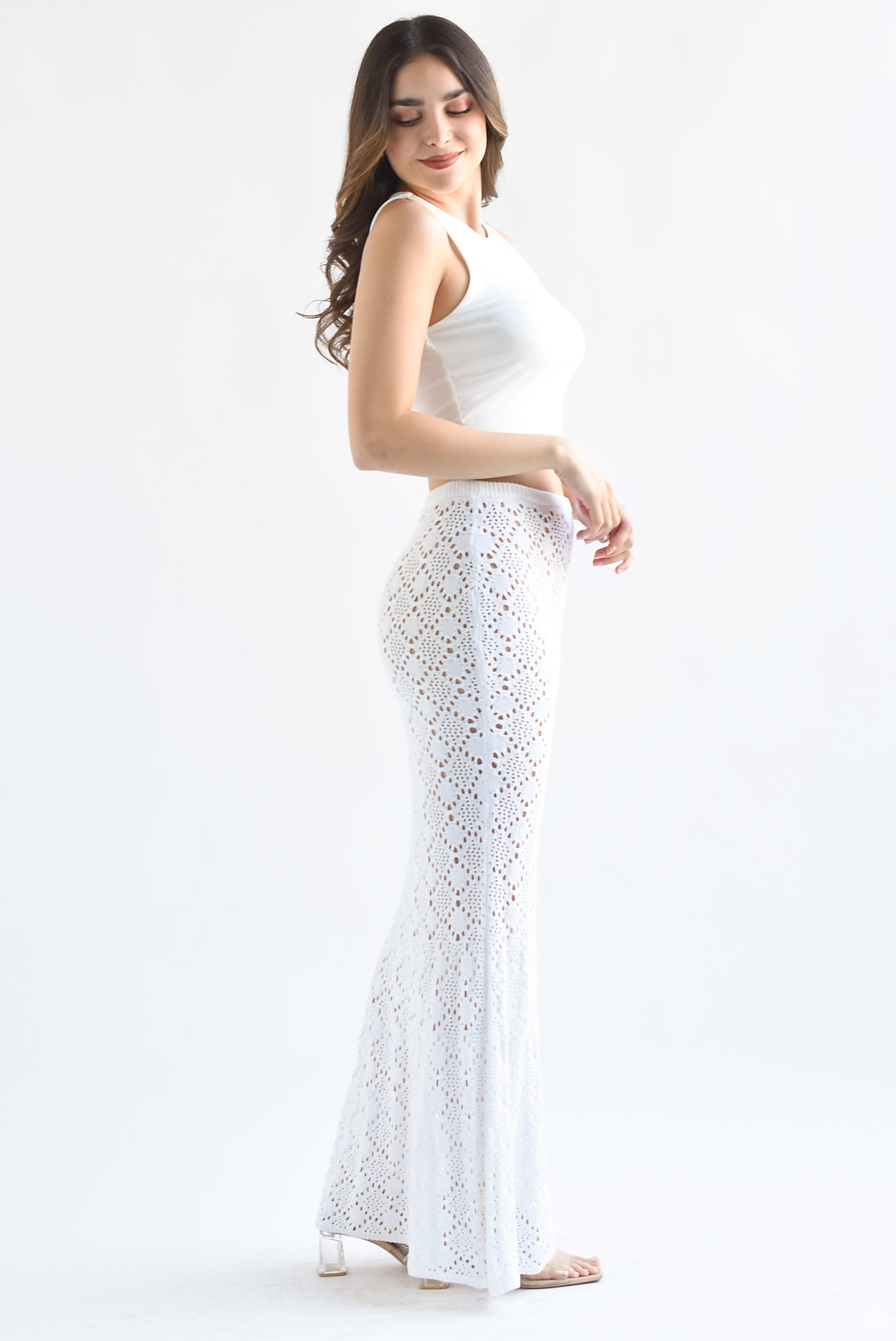 Falda larga sirena crochet Blanco