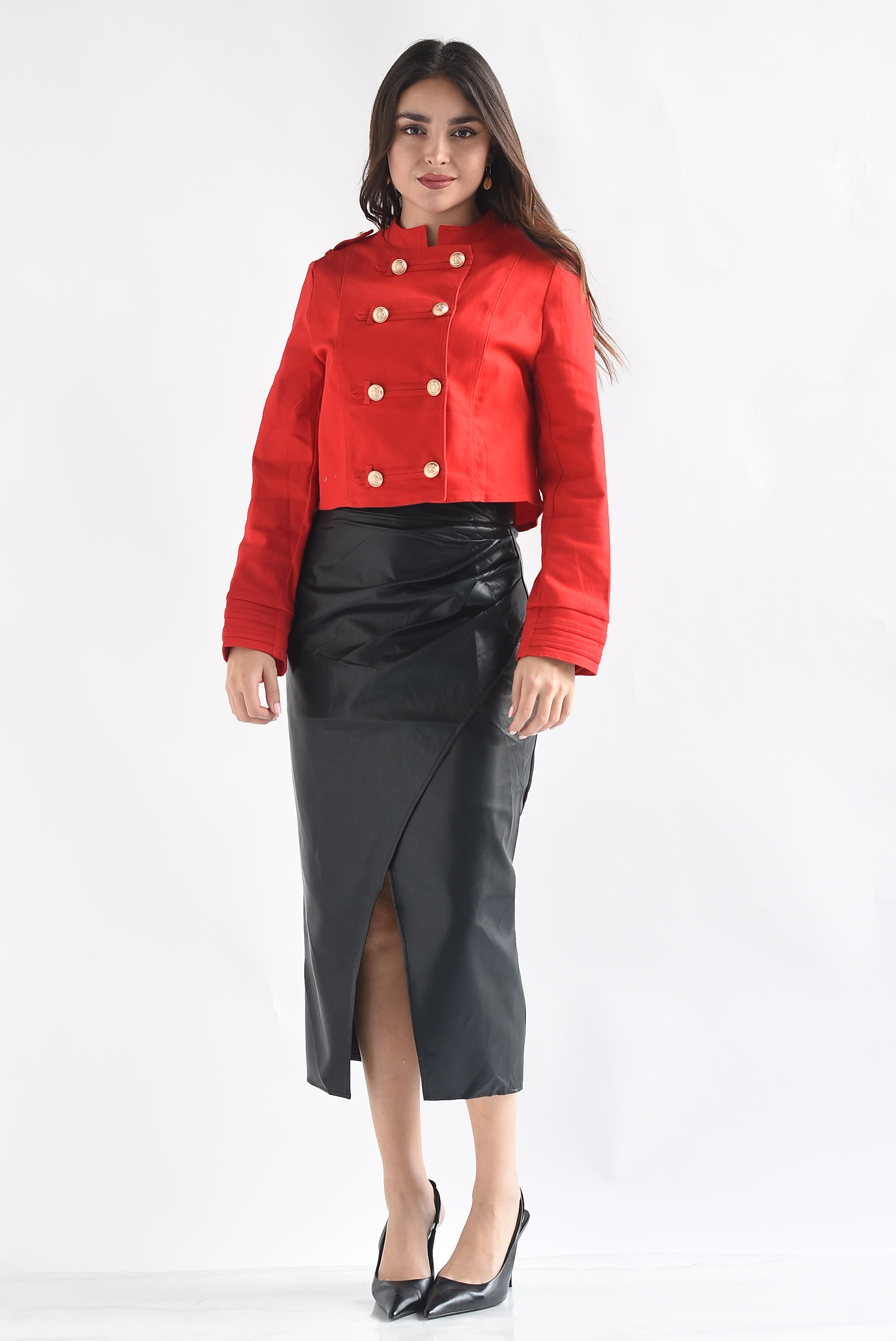 Blazer crop militar Denim