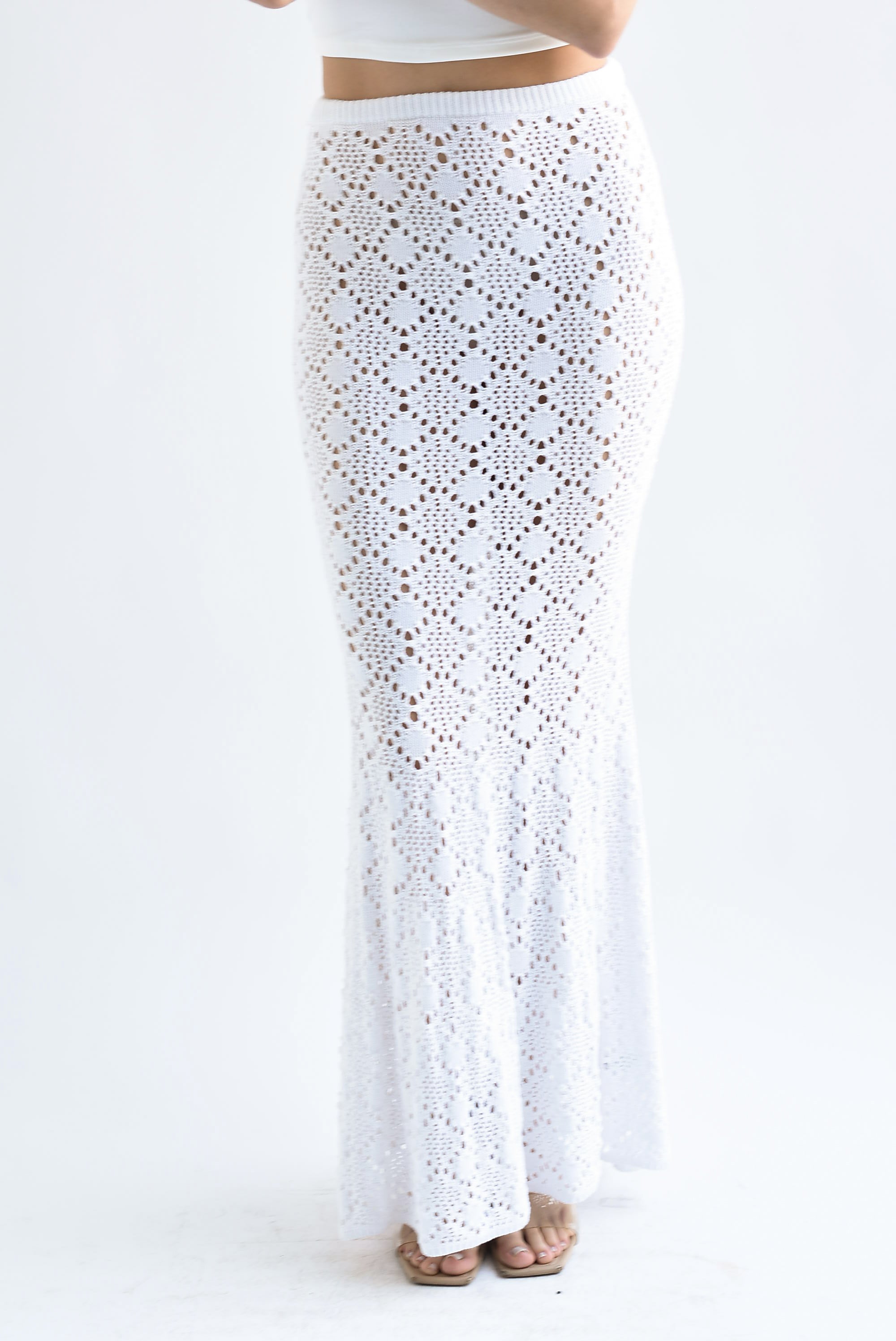 Falda larga sirena crochet Blanco