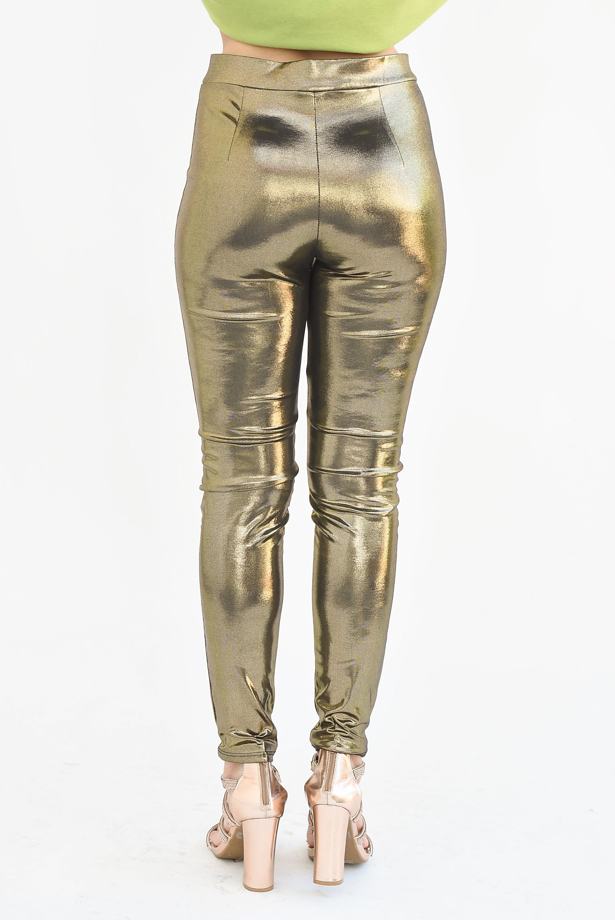 Pantalón skinny metálico Dorado