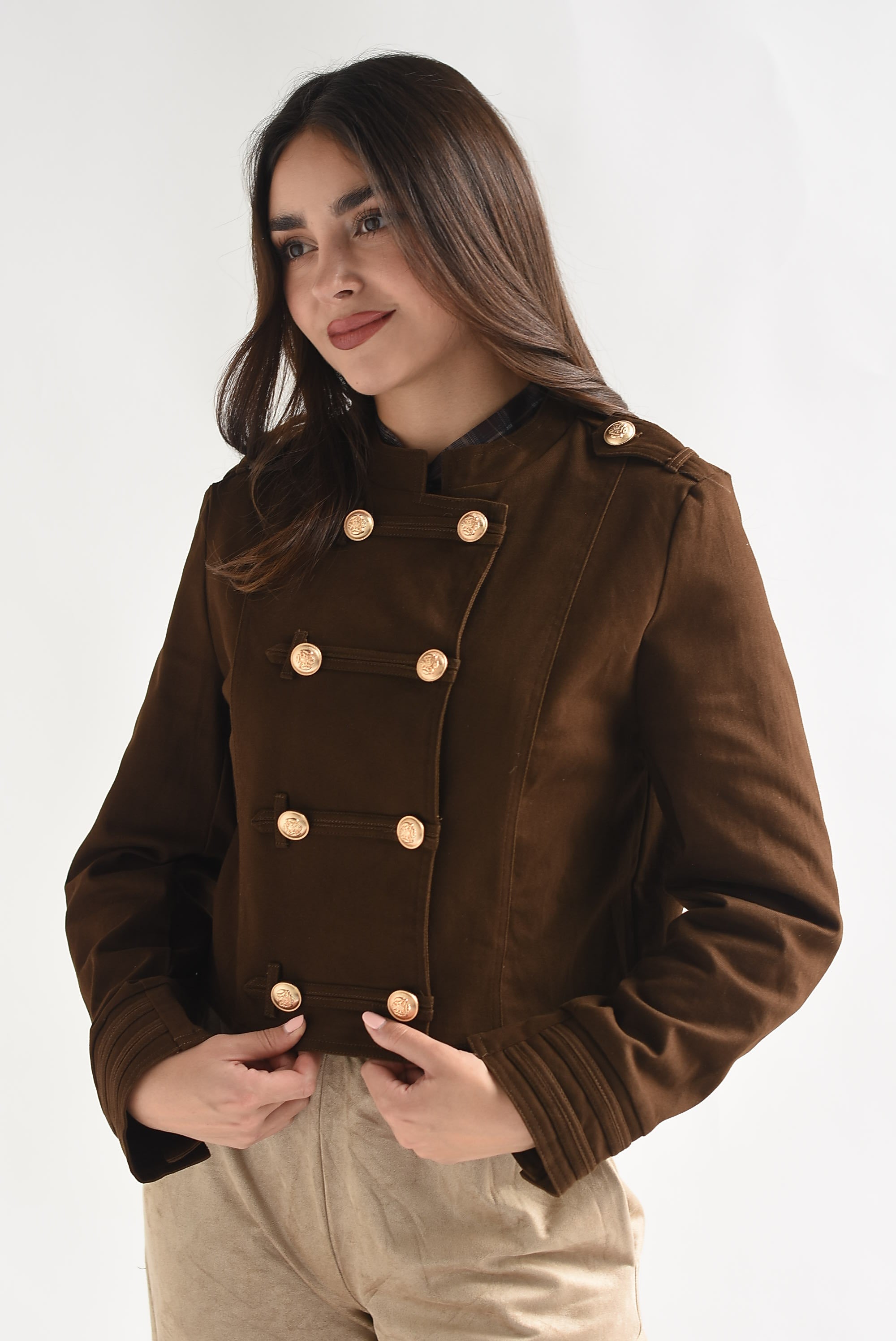 Blazer crop militar Denim