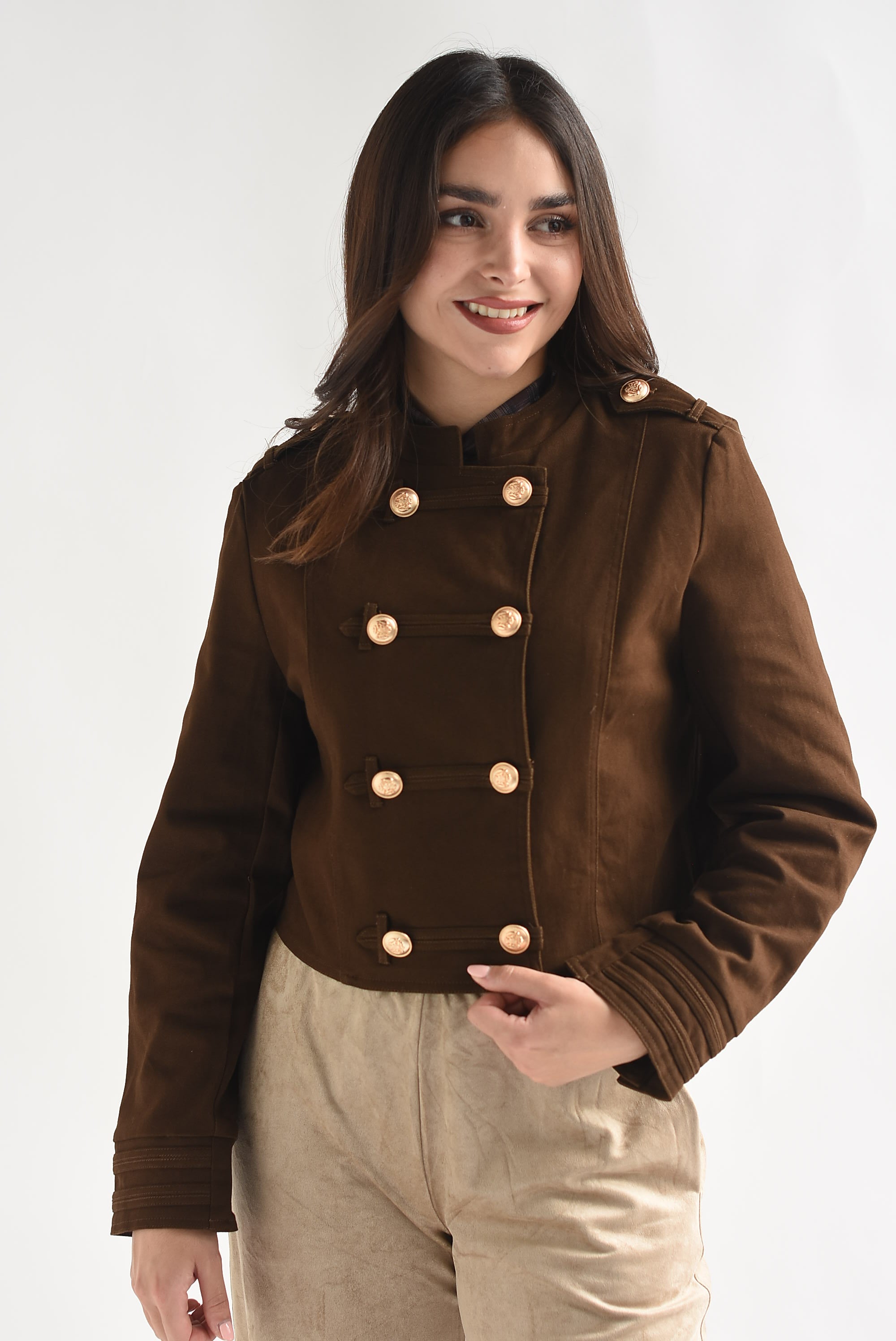 Blazer crop militar Denim