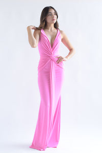 Fashion Styled Vestido largo spandex Rosa Chicle