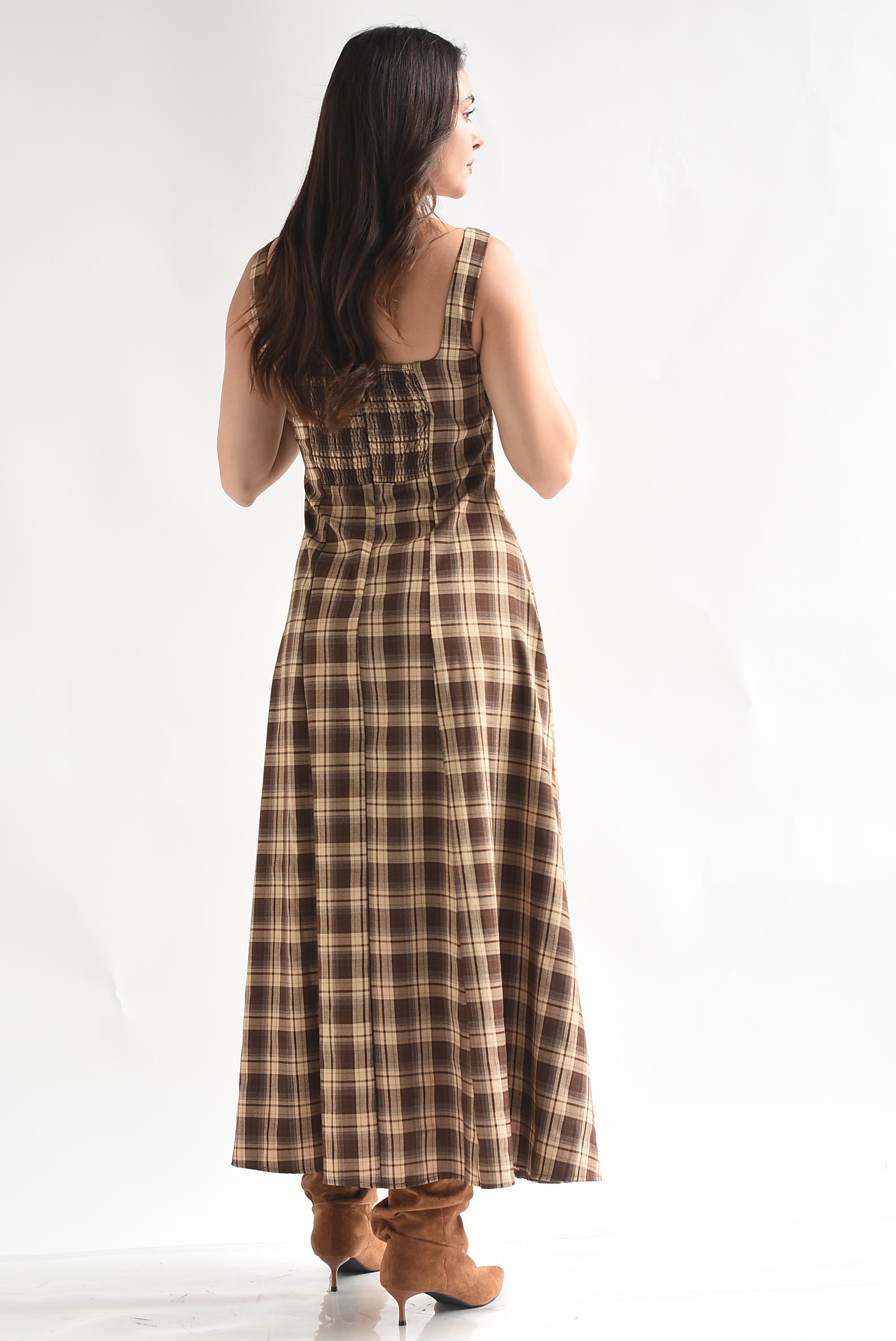 Vestido midi tirante cuadros