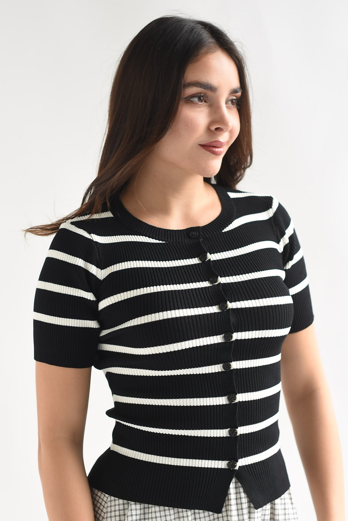 Blusa punto botones rayas
