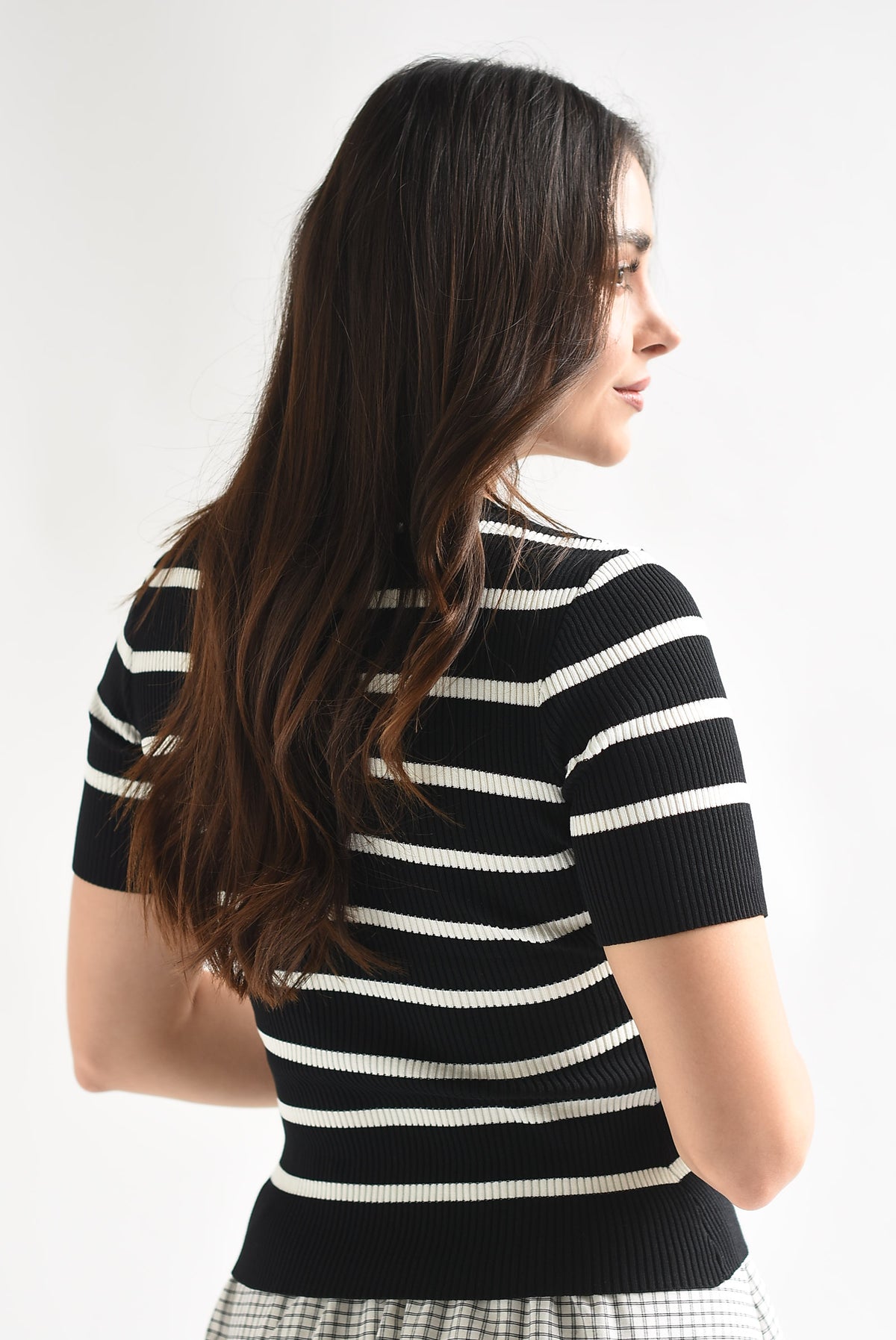 Blusa punto botones rayas