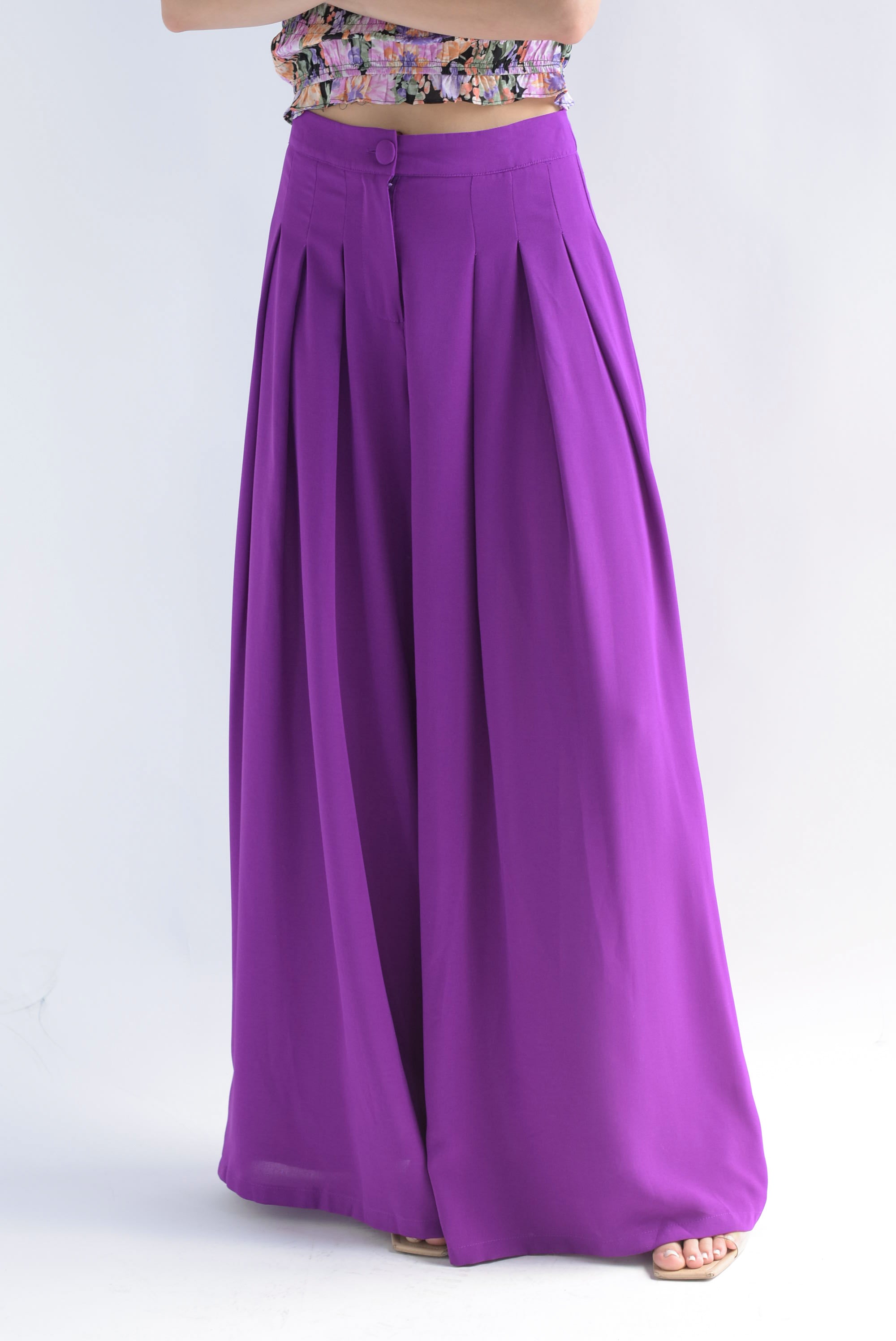 Pantalón súper wide pinzas Morado