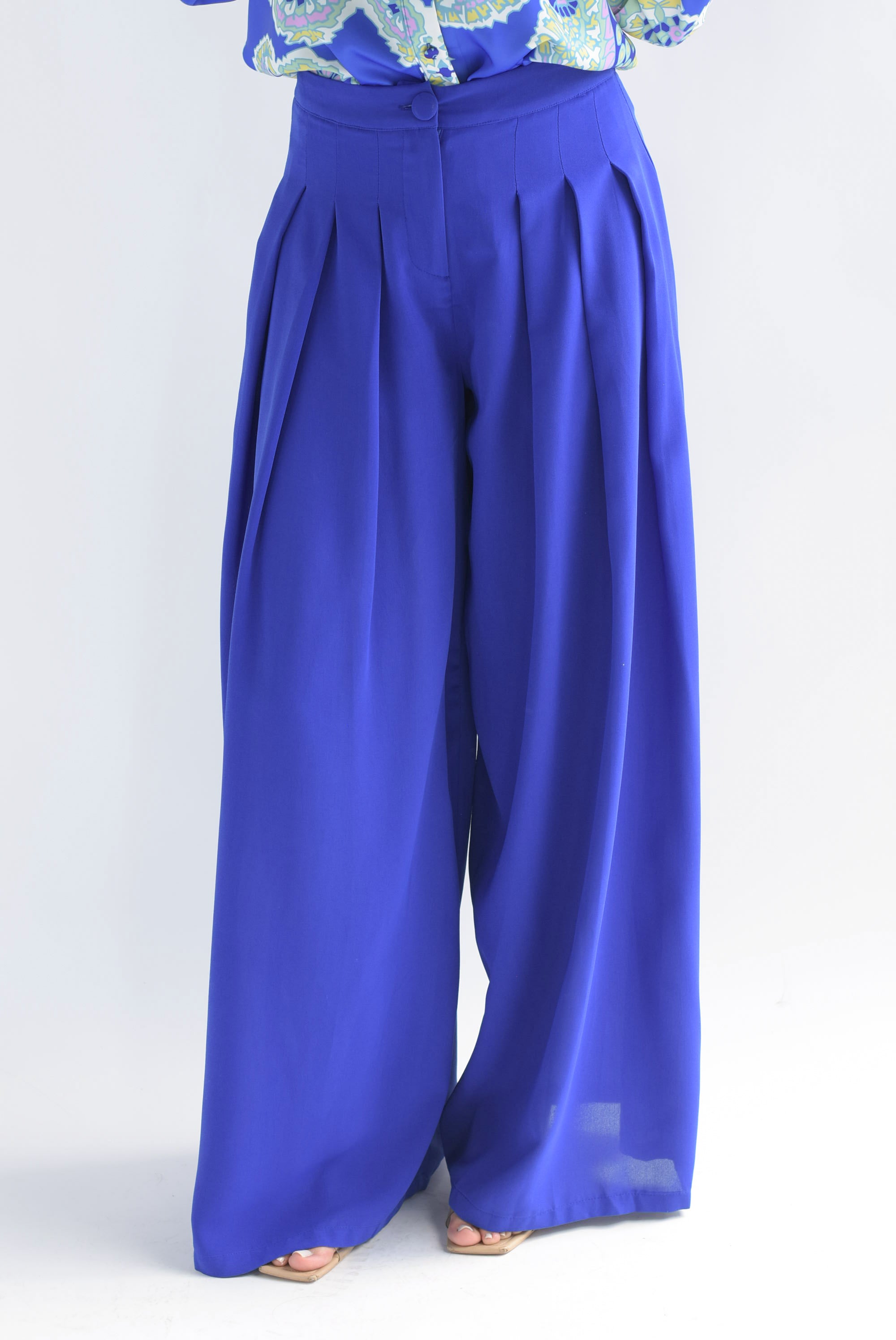 Pantalón súper wide pinzas Azul Rey