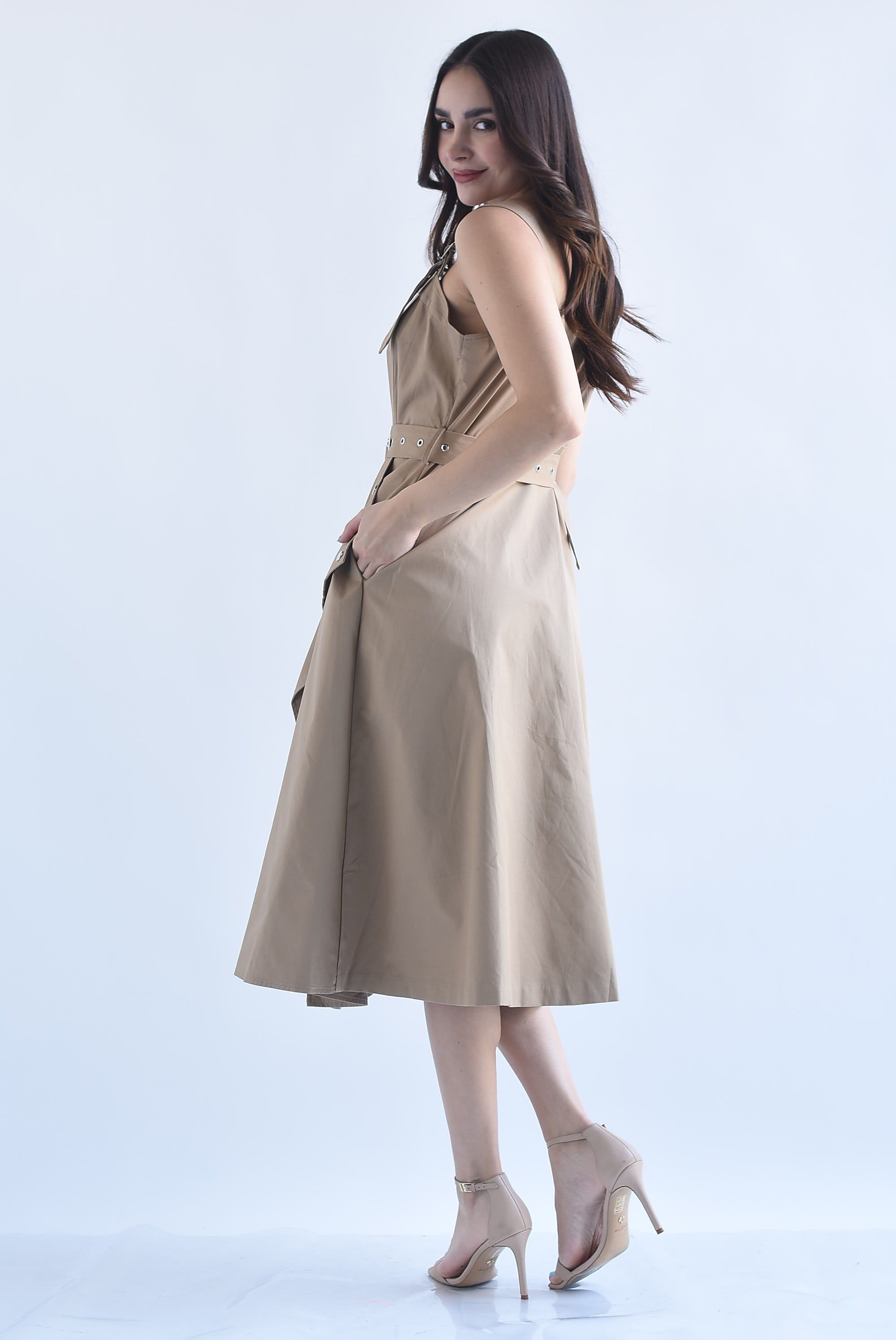 Vestido gabardina asimétrico