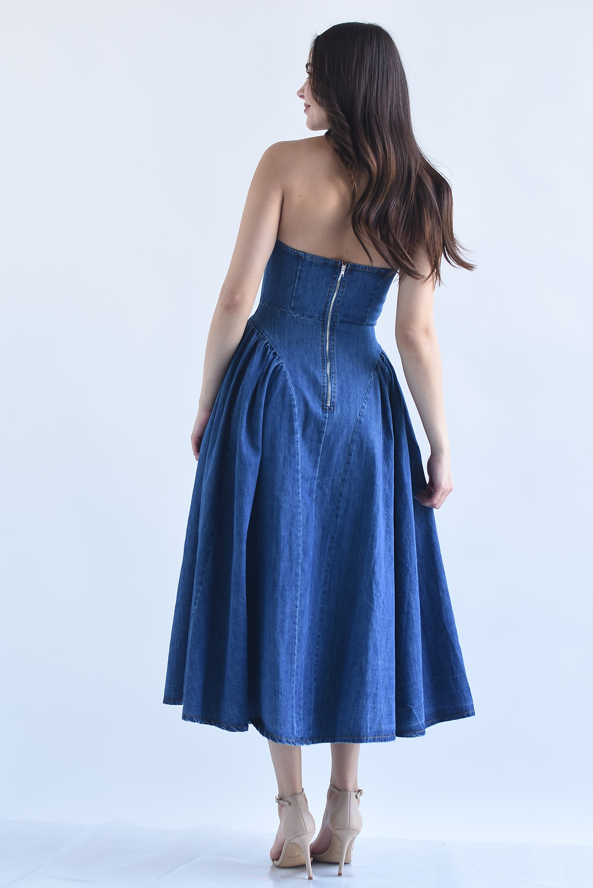 Vestido halter torso Denim