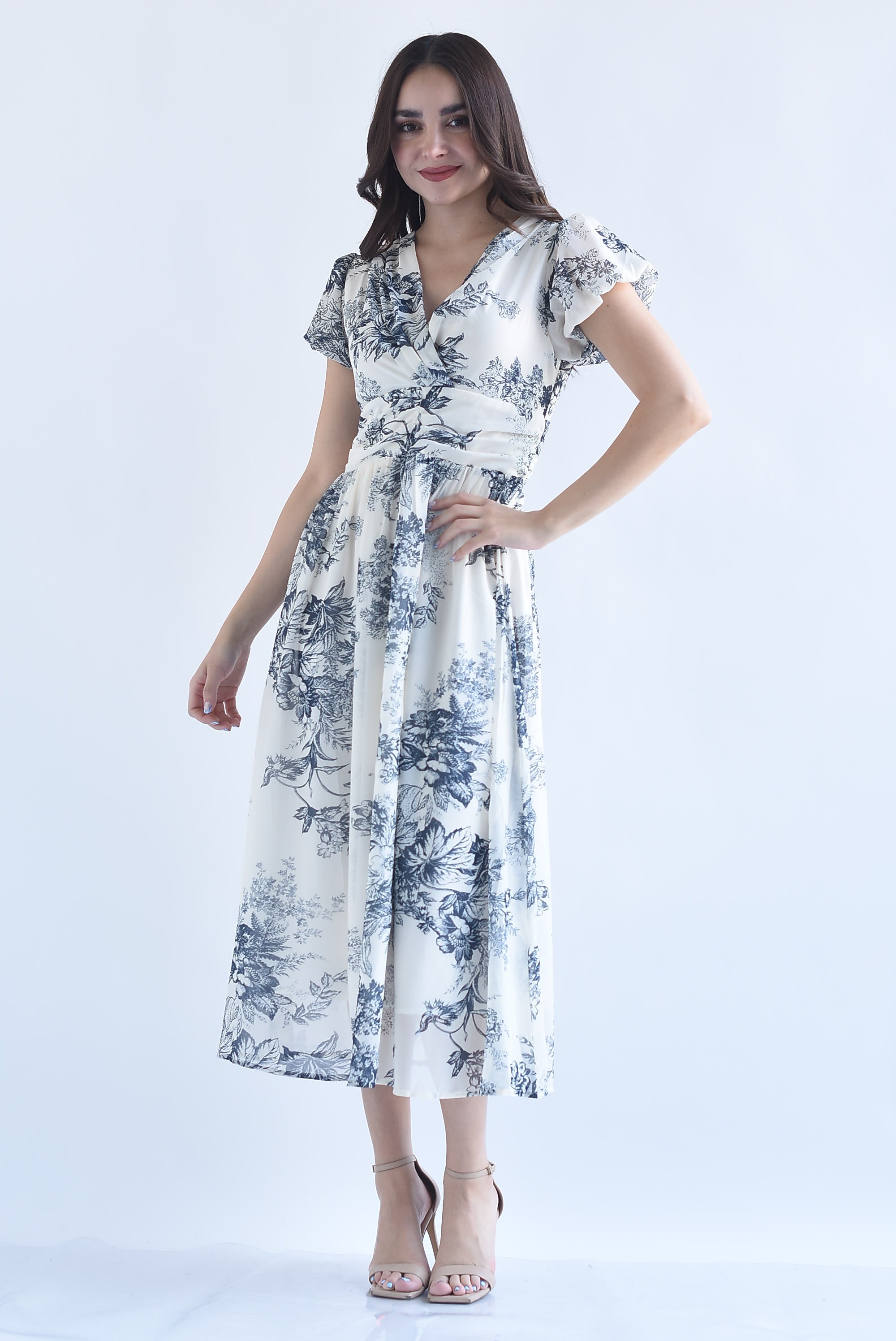 Vestido pretina drapeada toilé